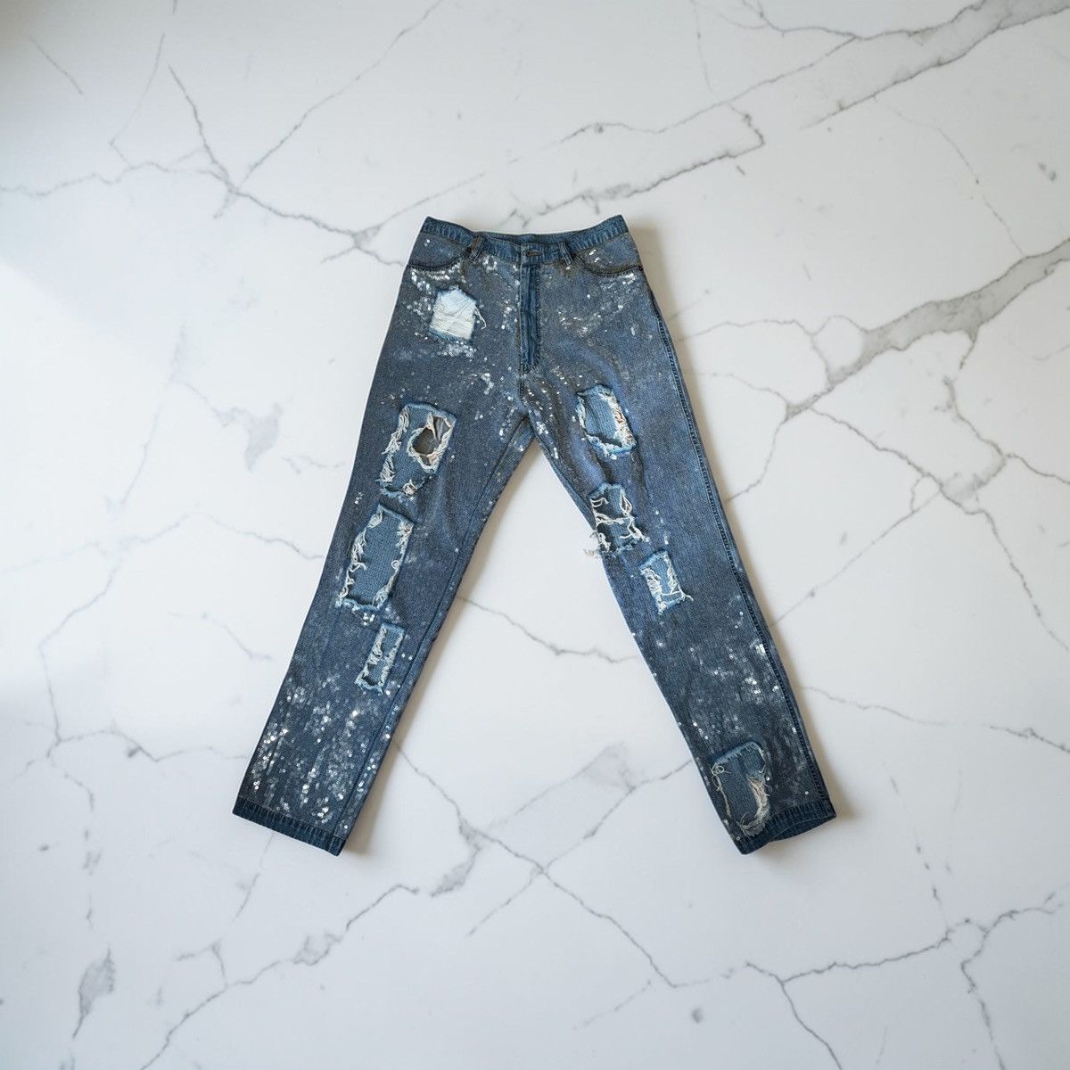 ASHISH ASHISH Distressed Sequin Denim Jeans – Size M Size 30" / US 8 / IT 44 - 3 Thumbnail