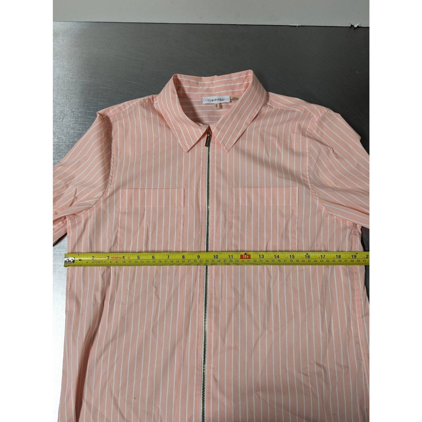 Calvin Klein Calvin Klein Women's Pink and White Striped Dress Shirt With Size M / US 6-8 / IT 42-44 - 6 Thumbnail