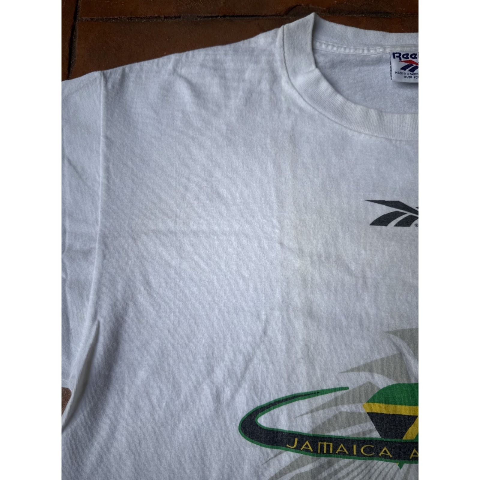 Reebok VINTAGE Reebok Jamaica Athletic Team T-Shirt L Men White Cotton Knit Graphic Print 90s Retro Sports Baseball Football Basketball USA Size US L / EU 52-54 / 3 - 6 Thumbnail