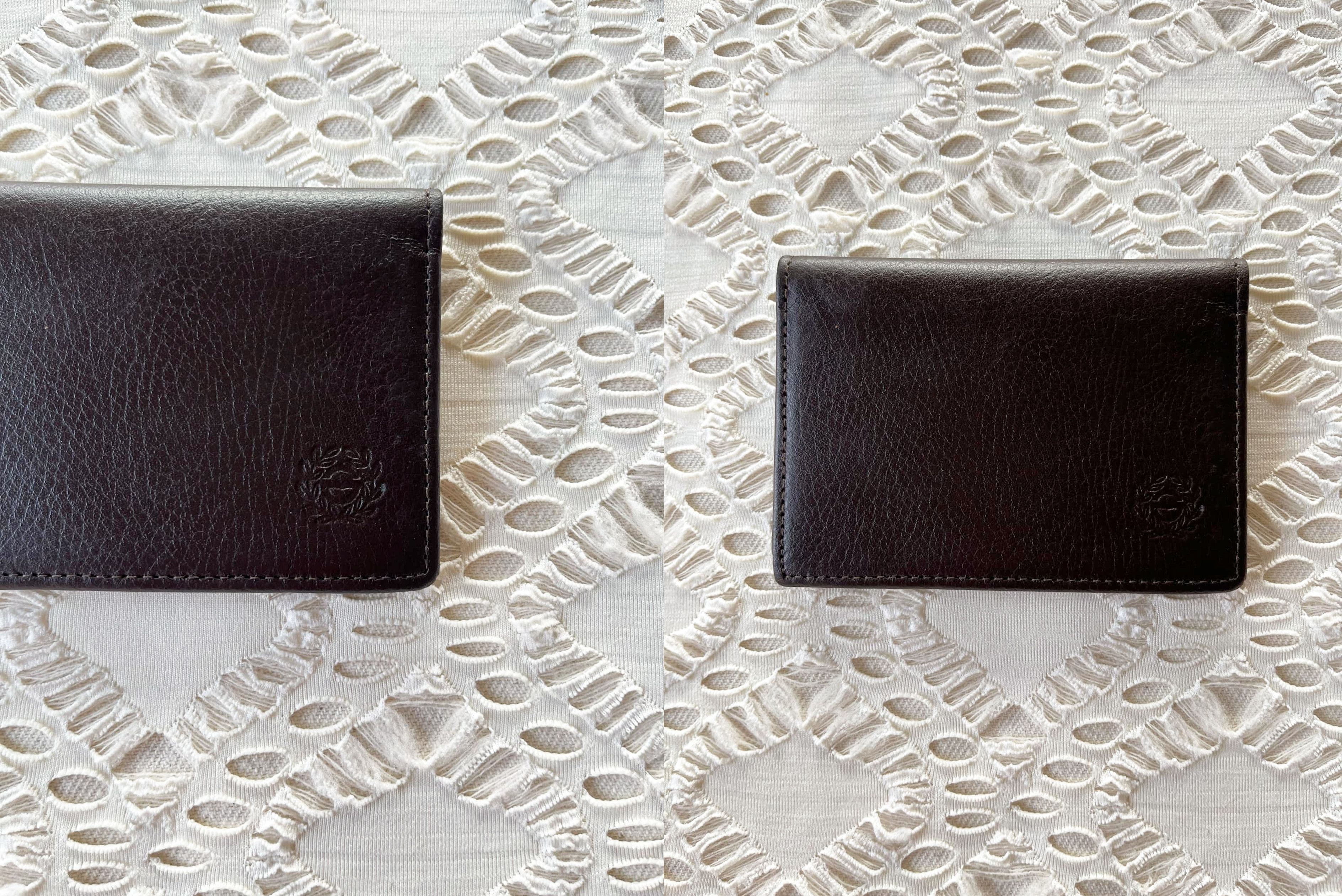 Vintage Dark Brown / almost black genuine leather Bifold card holder Size ONE SIZE - 8 Thumbnail