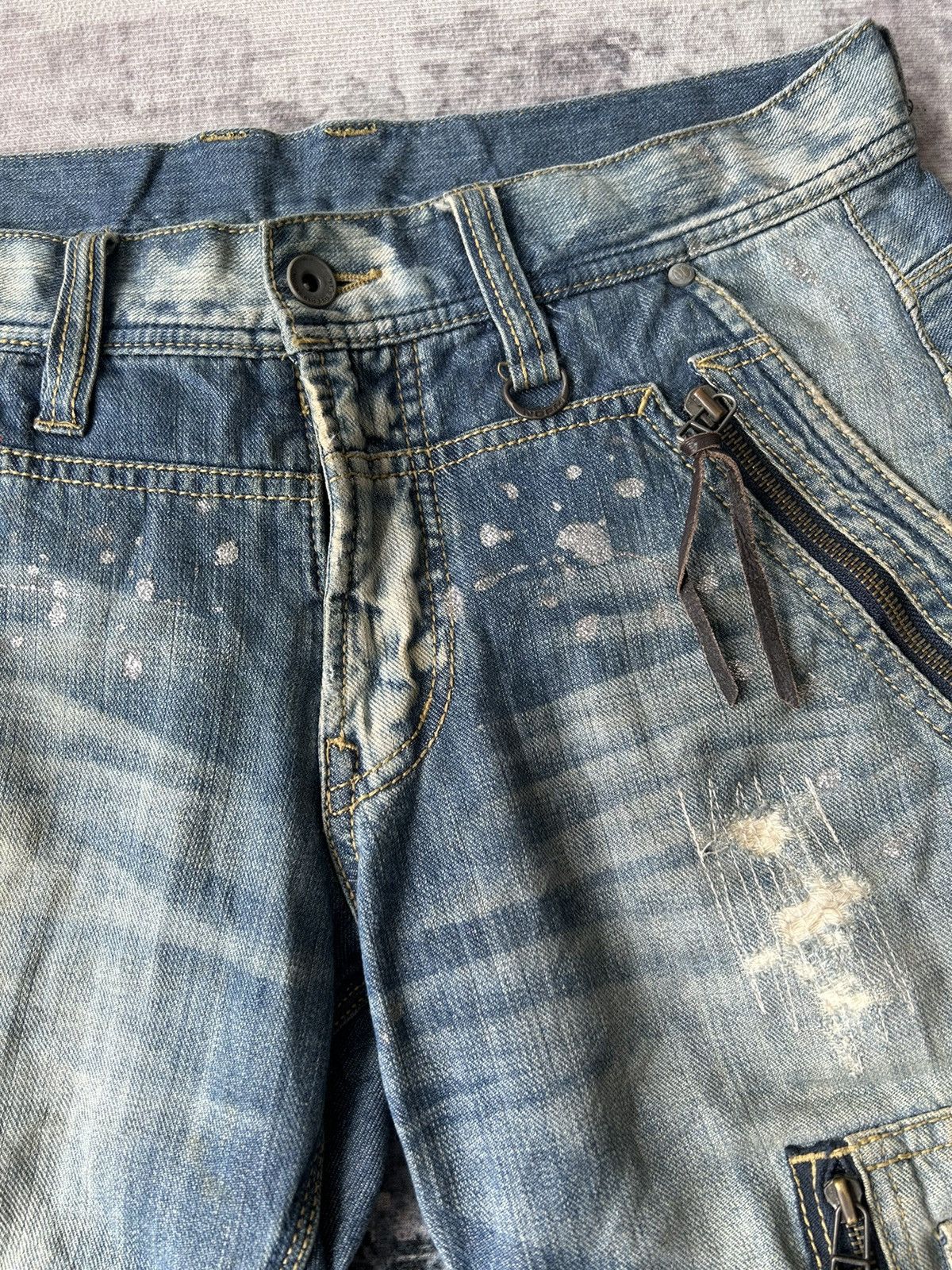 If Six Was Nine Nicole Men Distressed Cargo Jeans Size US 32 / EU 48 - 8 Thumbnail