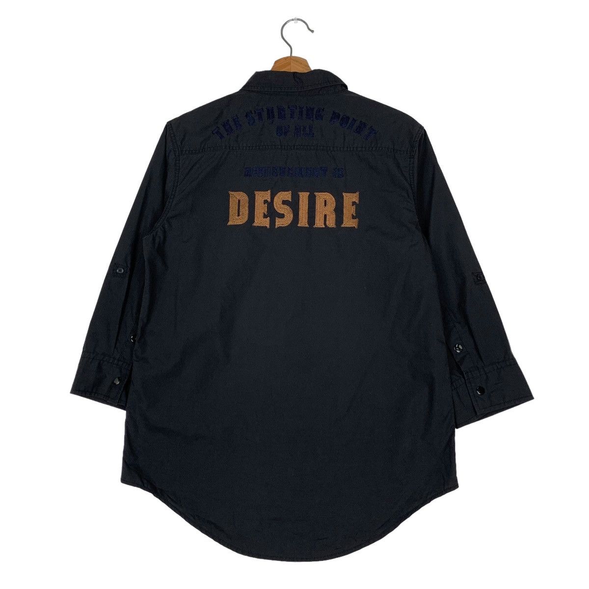 Japanese Brand DESIRE Big Logo 3 Quarter Sleeve Button Shirt #0645-C30 Size M / US 6-8 / IT 42-44 - 7 Thumbnail