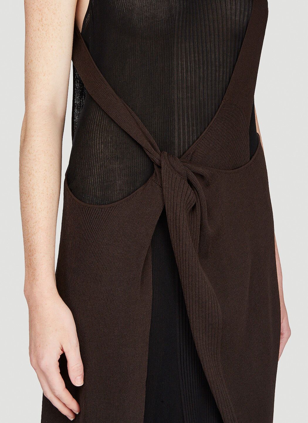 Bottega Veneta Deconstructed Layered Bi-Color Sheer Silk Ribbed Knit Dress Size XS / US 0-2 / IT 36-38 - 9 Thumbnail