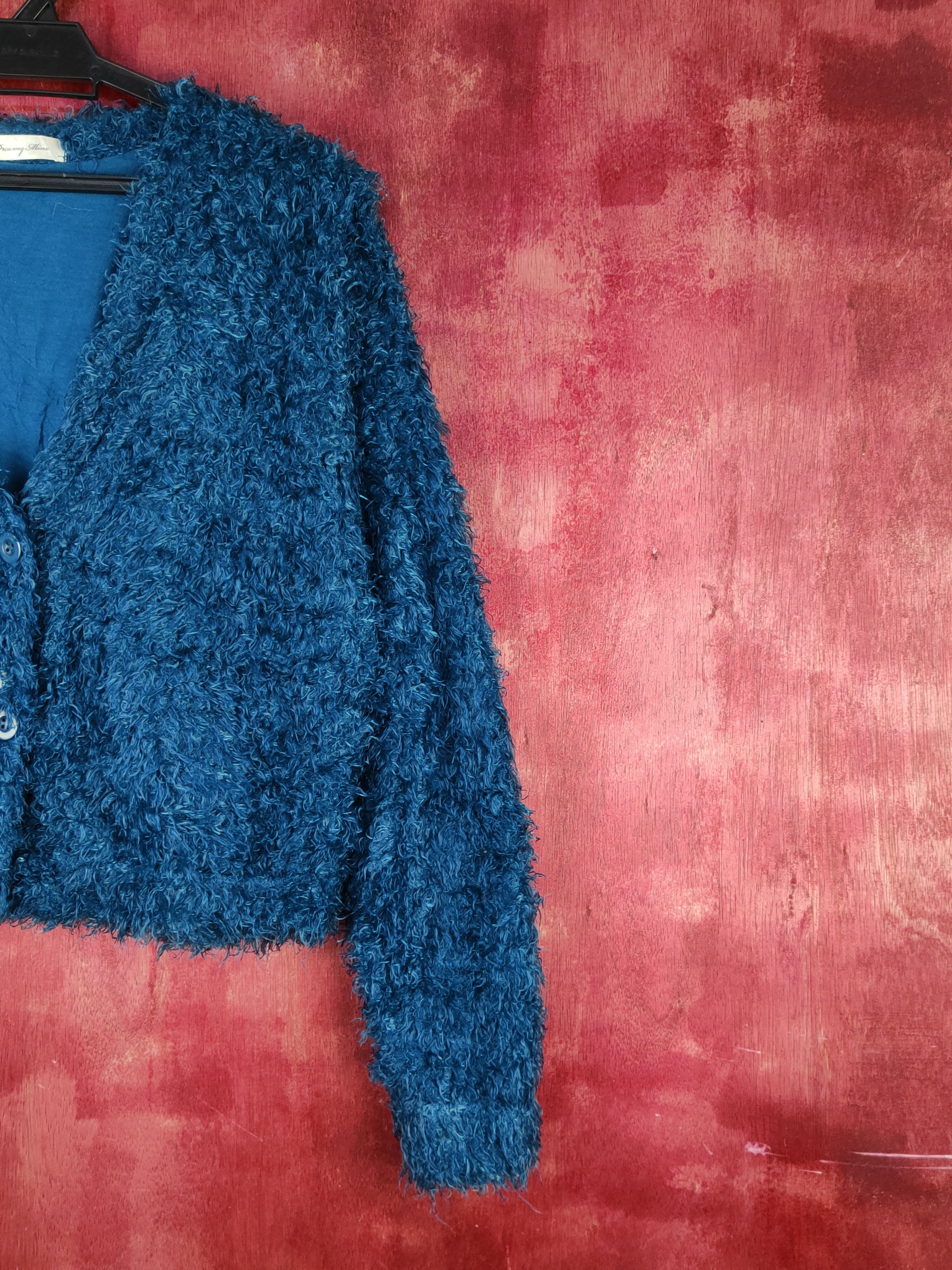 Japanese Brand Dreamy Minx Turquoise Fur Mohair Knitwear Cardigan #S1994 Size M / US 6-8 / IT 42-44 - 5 Thumbnail