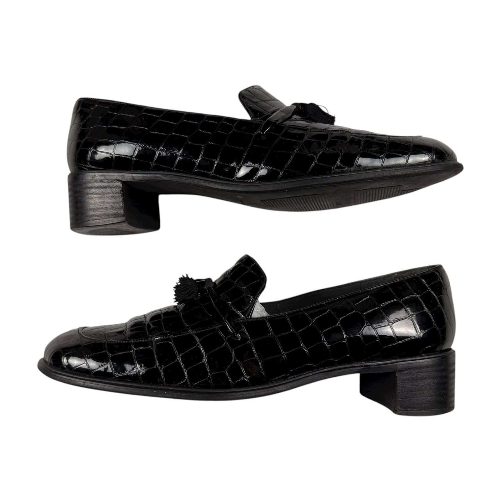 Stuart Weitzman × Vintage Vintage y2k Stuart Weitzman Women's Alligator Tassel Loafers Size US 9.5 / IT 39.5 - 3 Thumbnail