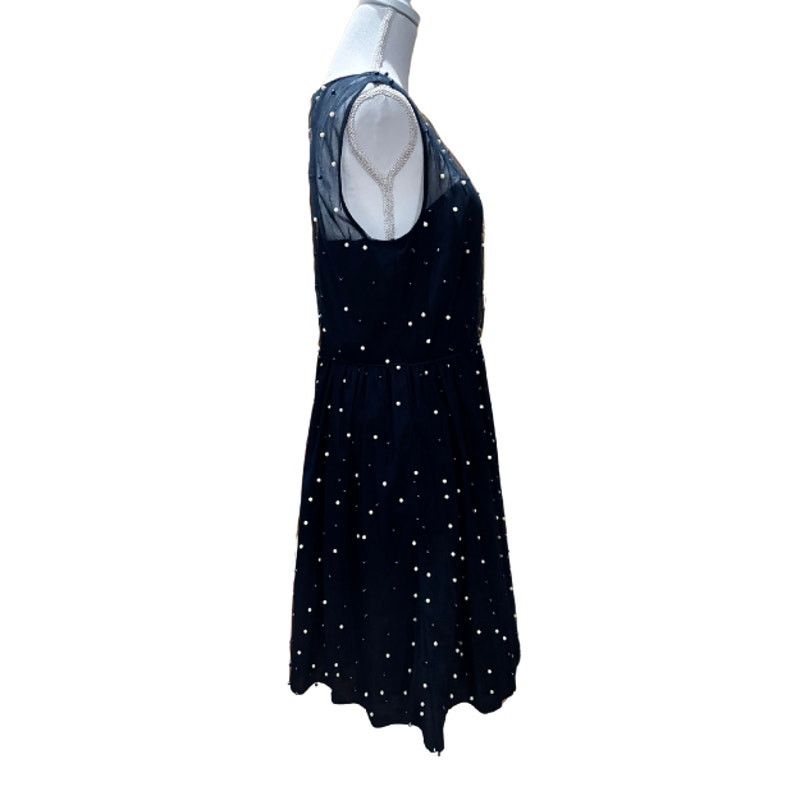MAGGY LONDON MAGGY LONDON Navy Mesh Pearl Embellished A-line Dress Sz 8 Size M / US 6-8 / IT 42-44 - 6 Thumbnail