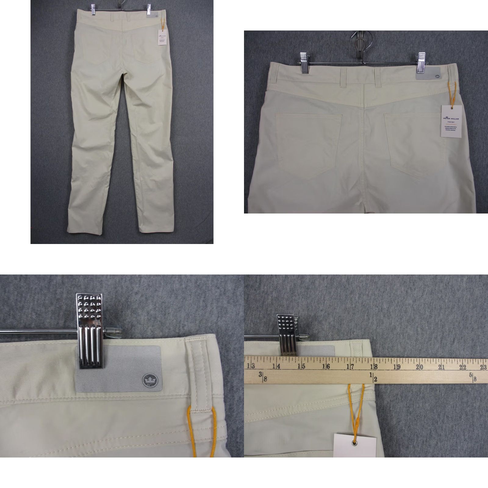 Peter Millar Peter Millar Crown Sport Pants Men 5-Pocket Beige 35x34 Slim? (adjusted to fit constraints) Size US 35 - 8 Thumbnail