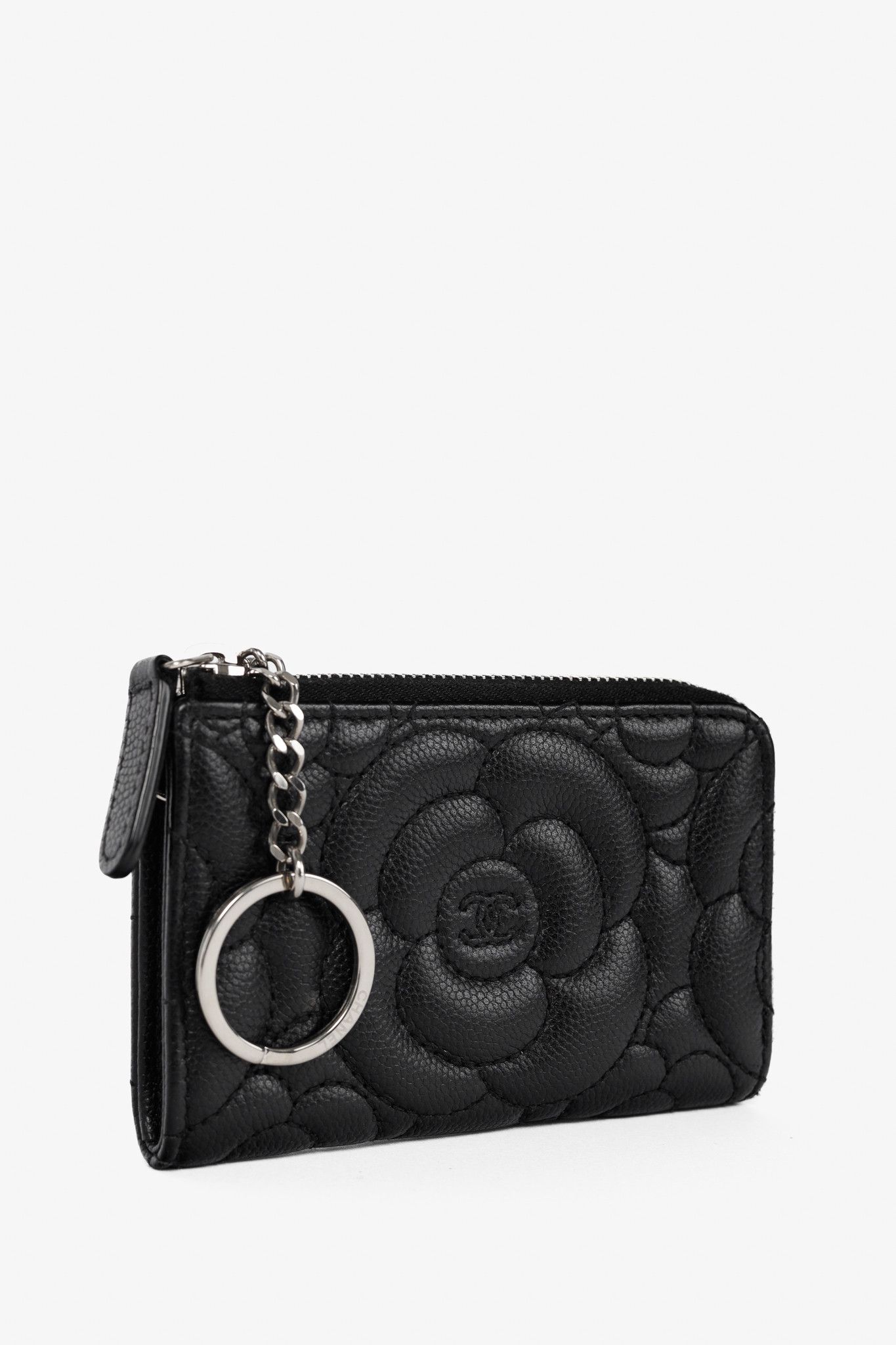 Chanel Chanel Black Caviar Leather Camellia-Embossed Key Holder Size ONE SIZE - 2 Thumbnail