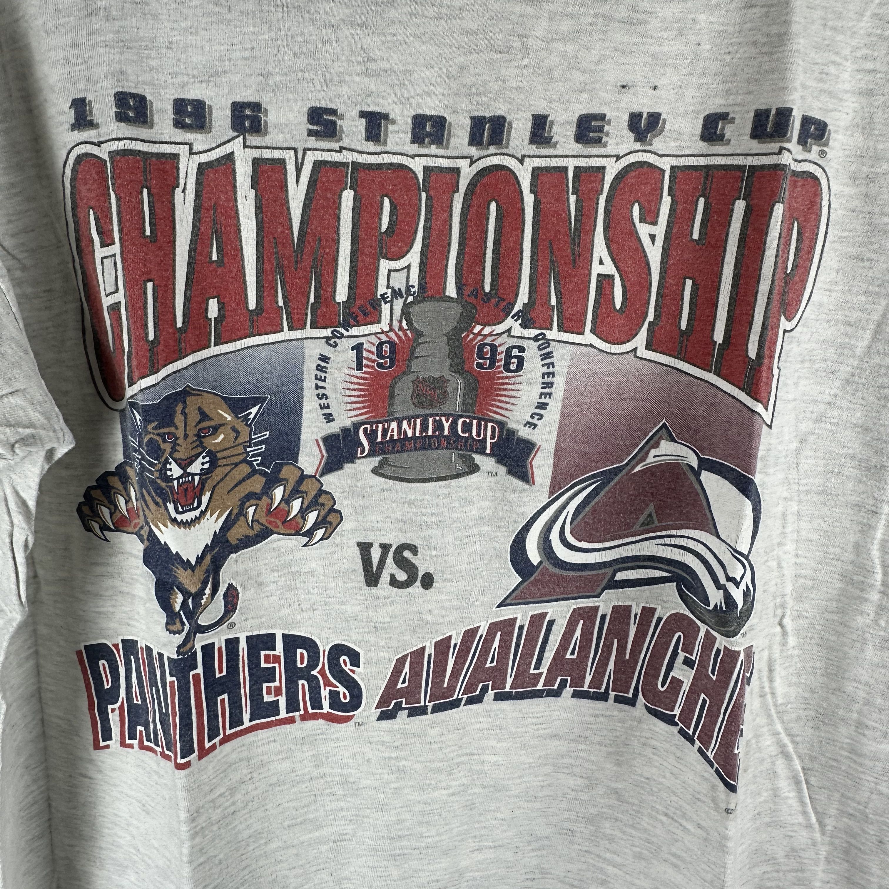 Vintage ​​1996 NHL Stanley Cup Championship Panthers Avalanche Tee Size US XL / EU 56 / 4 - 2 Thumbnail