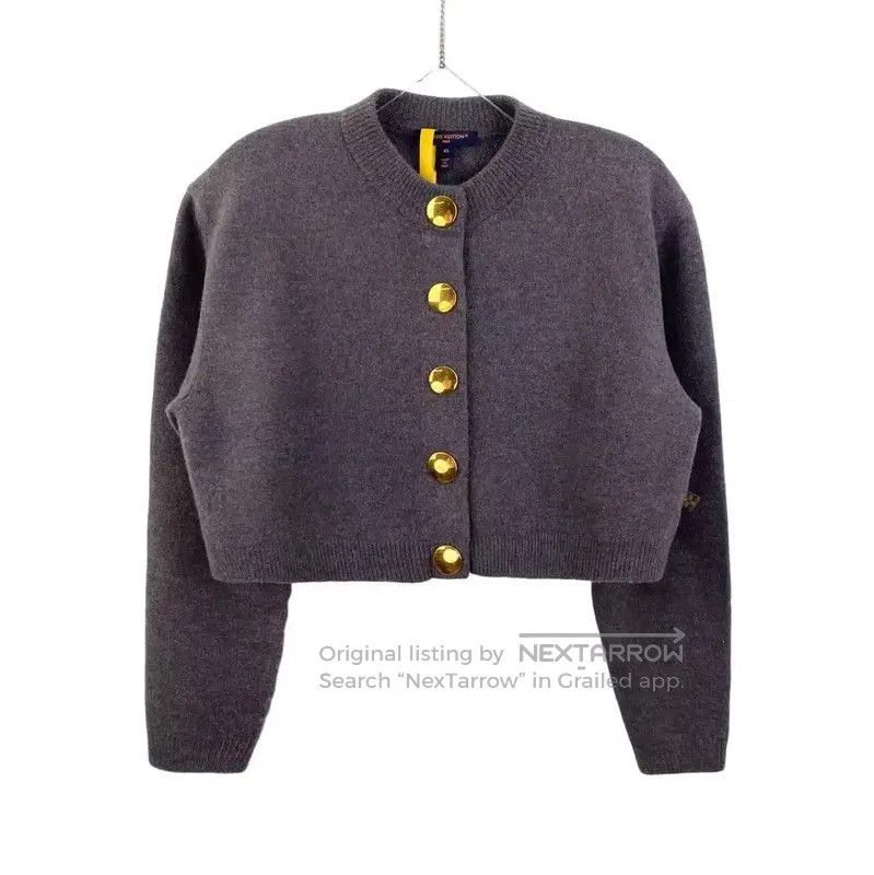 Louis Vuitton Louis Vuitton Gray Wool Cropped Cardigan . Size XS / US 0-2 / IT 36-38 - 1 Thumbnail