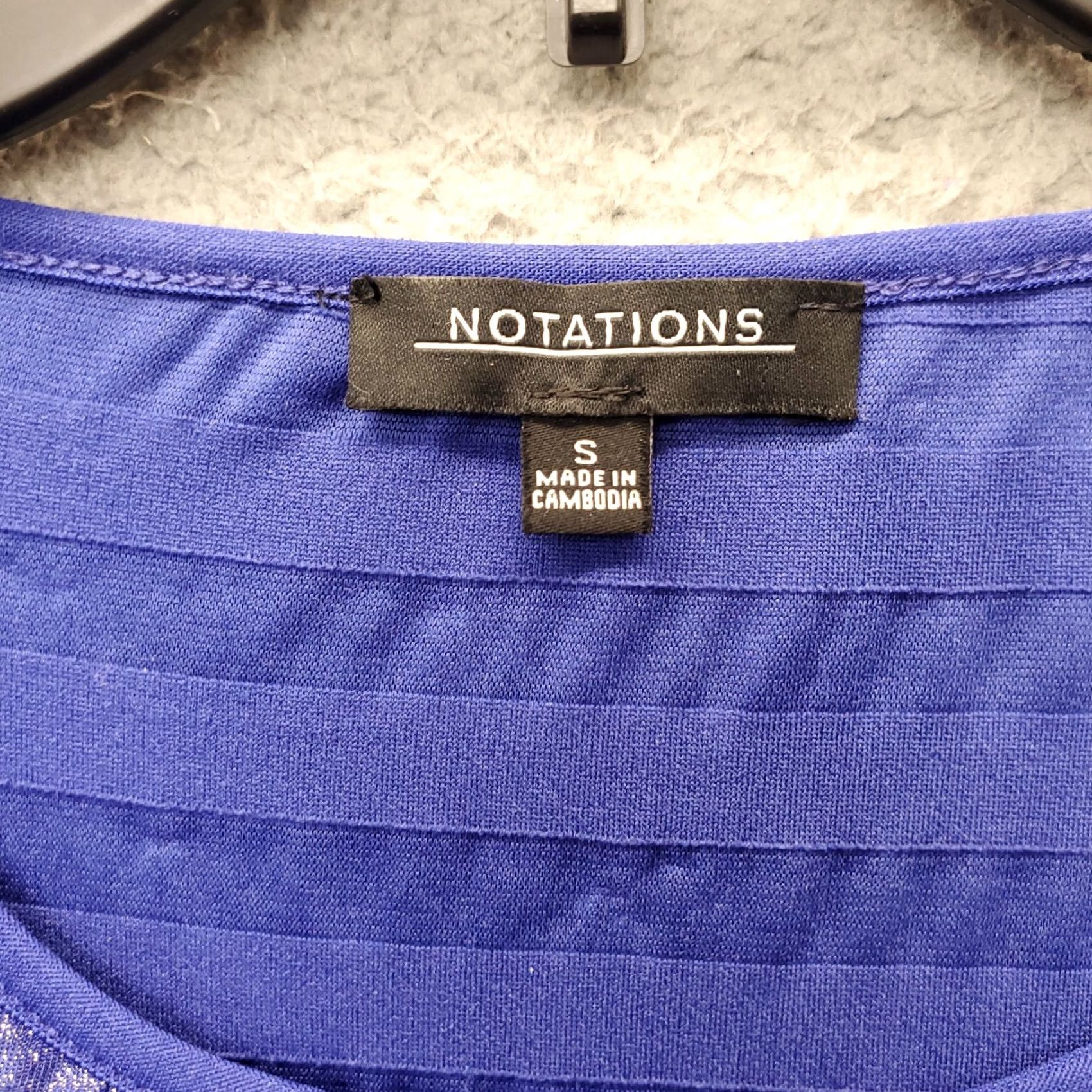 Vintage Notations Womens S Blue Lined Ruffle Long Sleeve Round Neck Tunic Top Size S / US 4 / IT 40 - 3 Thumbnail