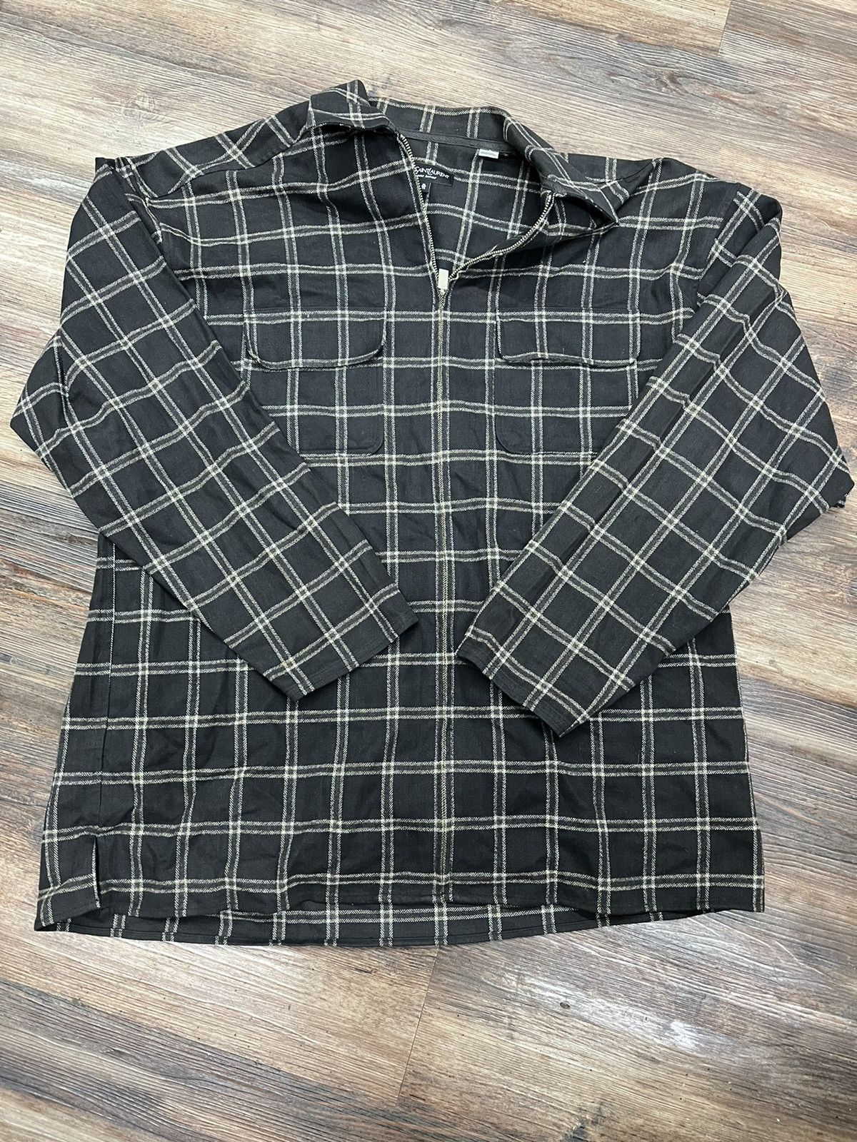 image of YVES Saint Laurent Flannel Pullover in Plaid, Men's (Size XL)