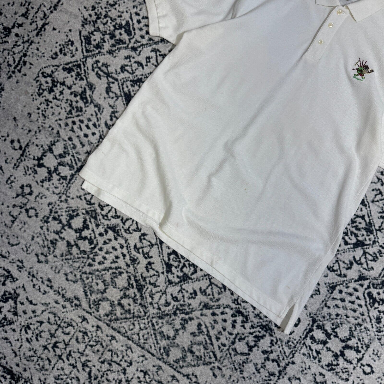 Vintage × Warner Bros Vintage Warner Bros White Cotton Polo Shirt XL Taz Scotland Size US XL / EU 56 / 4 - 2 Thumbnail