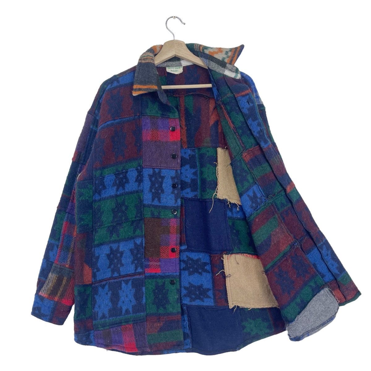 Vintage 70’s Count Dowm Roots Wool Patchwork Plaid Jacket Size US L / EU 52-54 / 3 - 5 Thumbnail