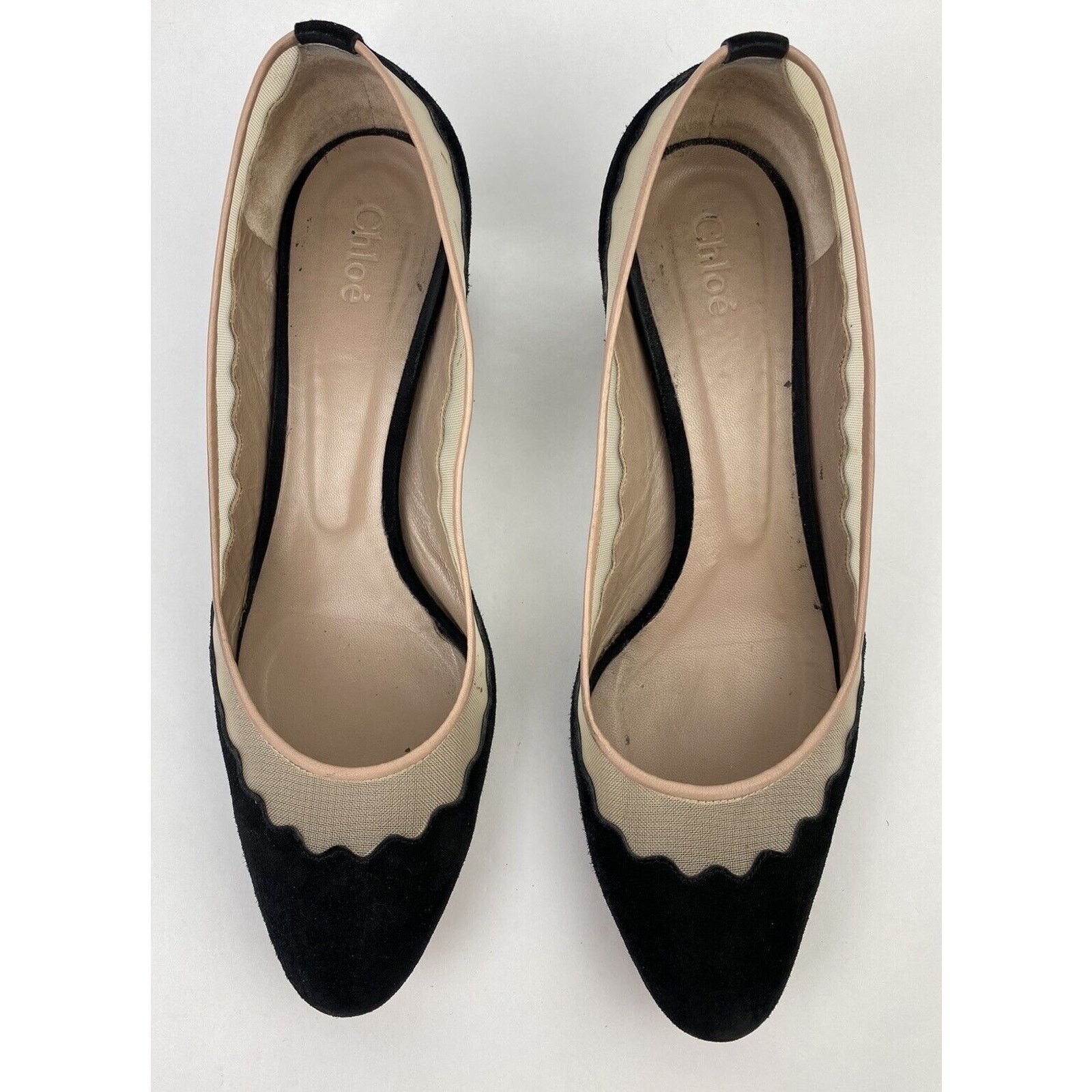 Chloe Chloe Suede Leather Mesh Black Burgundy Heel Pumps Size 38.5 Size US 8 / IT 38 - 2 Thumbnail
