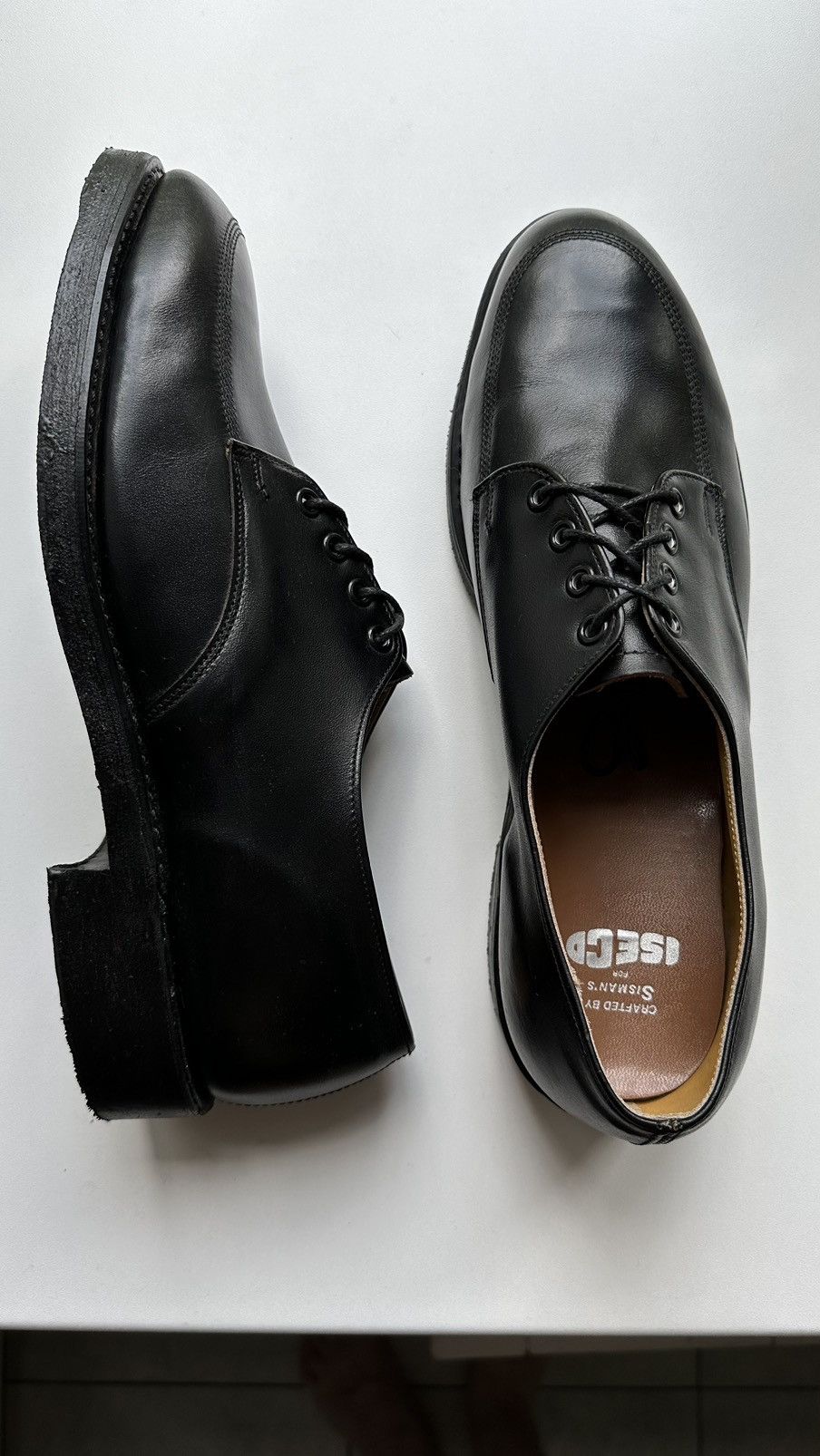 image of Designer Men Black Derby Classic Shoes Leather Size 45 Oil Resistant
