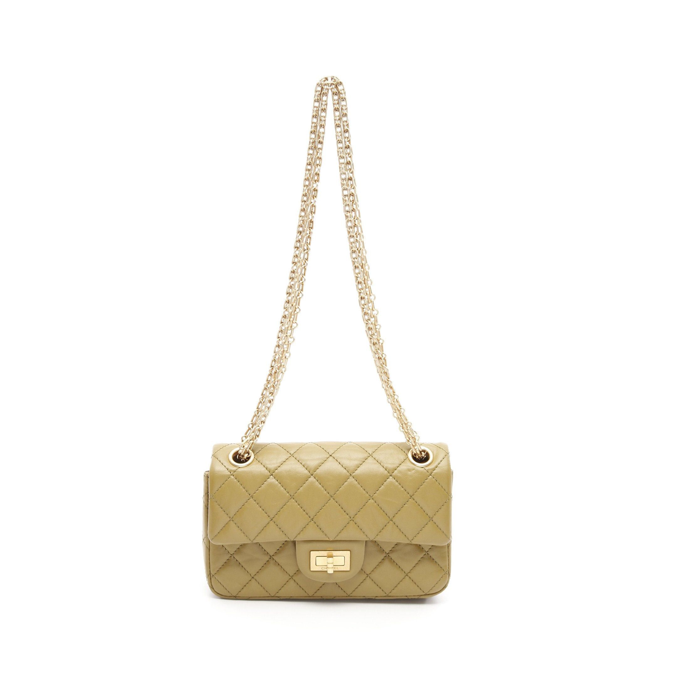 Chanel Chanel 2.55 Matelasse Mademoiselle Chain Double Shoulder Bag Aged Calfskin Khaki Brown Gold Hardware Size ONE SIZE - 1 Thumbnail