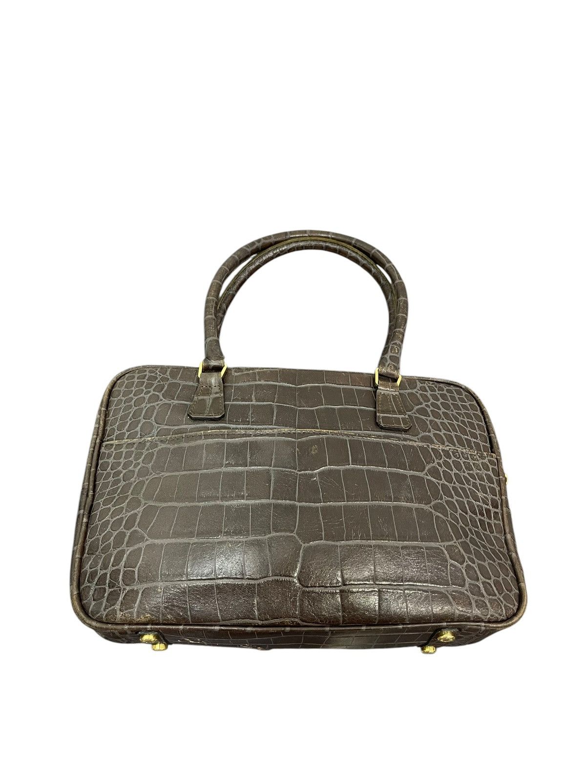Genuine Leather Crocodile Embossed Cowhide A.D.M.J Japan Hand Bag 1🟩2 Size ONE SIZE - 13 Thumbnail