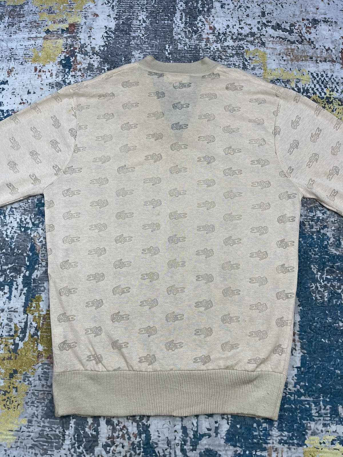 Lacoste Vintage Lacoste Full Monogram V Neck Jumper Sweater Size US S / EU 44-46 / 1 - 10 Thumbnail
