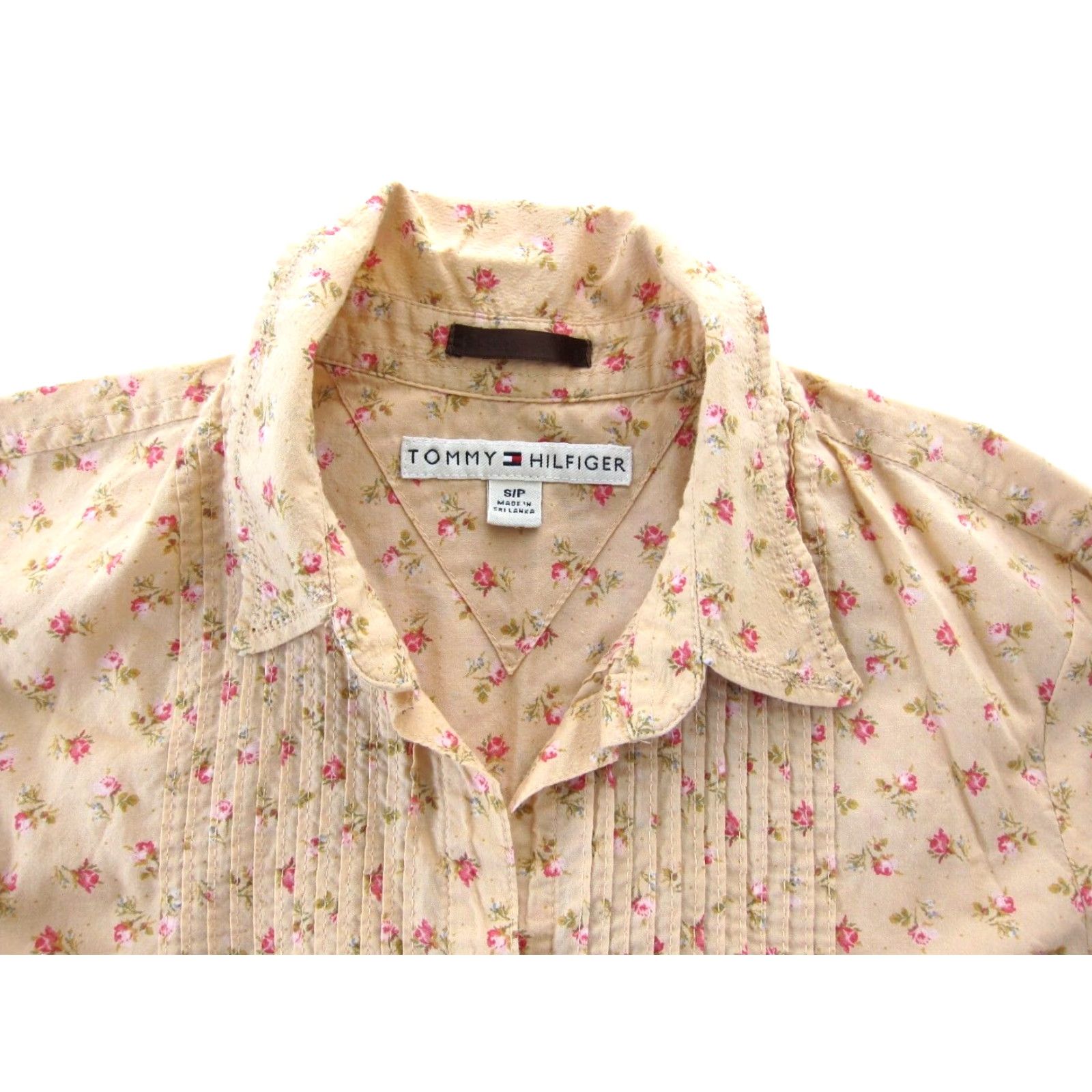 Tommy Hilfiger Tommy Hilfiger Cotton Pink Floral Blouse Small Long Sleeve Button Collar Pleated Ruffle Casual 90s Womens blouse Size S / US 4 / IT 40 - 6 Thumbnail