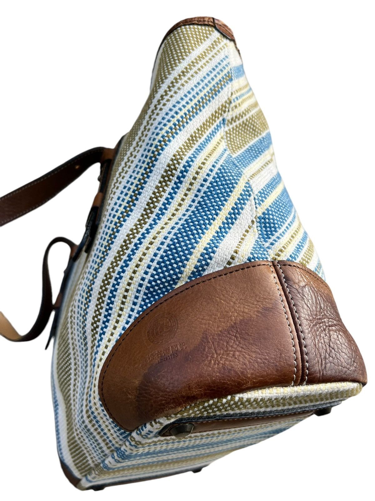 Leather Vintage Matsuemon Sail Japan Patina Leather Cotton Tote Bag Size ONE SIZE - 15 Thumbnail