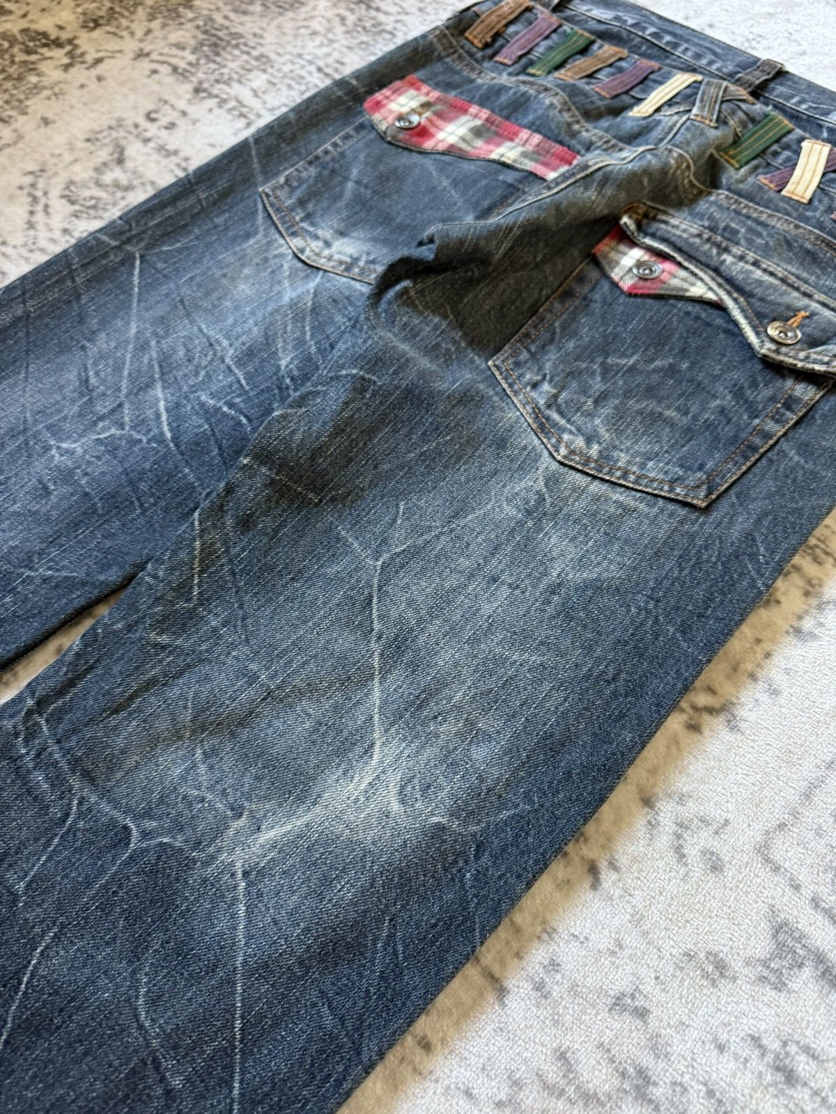 Japanese Brand Nylaus Japan Claw Mark Studded Double Waist Jeans Size US 30 / EU 46 - 19 Thumbnail