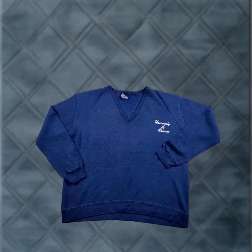 Vintage VINTAGE 60s University Of Hawaii Sweater XL Adults Blue V-Neck Doran Casuals Size US XL / EU 56 / 4 - 1 Thumbnail