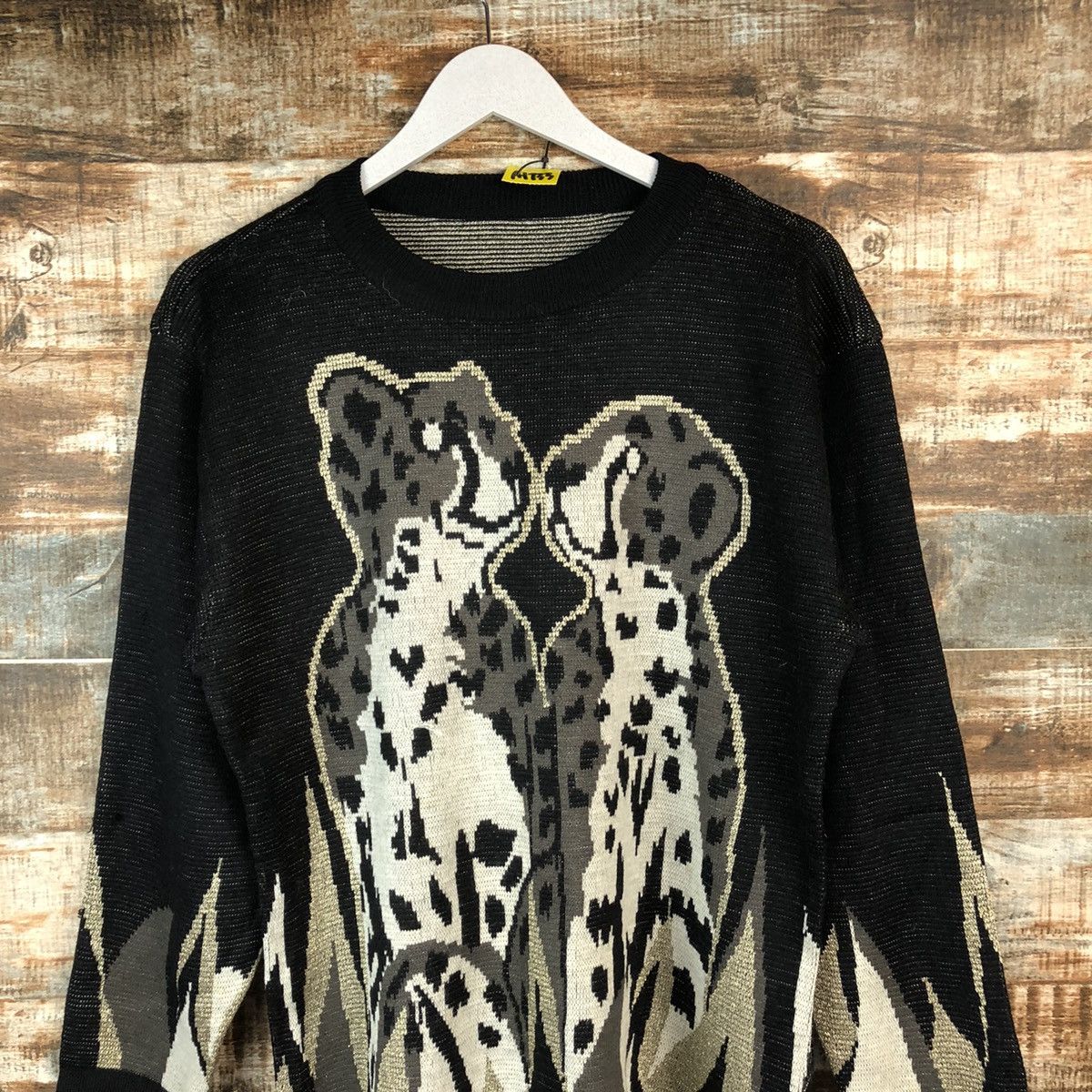 Vintage Japan vintage leopard love Black Knitwear #A1733 Size M / US 6-8 / IT 42-44 - 5 Thumbnail