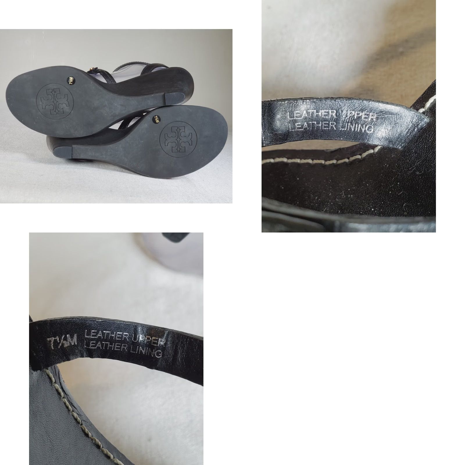 Tory Burch VINTAGE Tory Burch Miller Logo Ankle Strap Wedge Sandal Black Leather Women's US 7.5 M Size US 8 / IT 38 - 9 Thumbnail