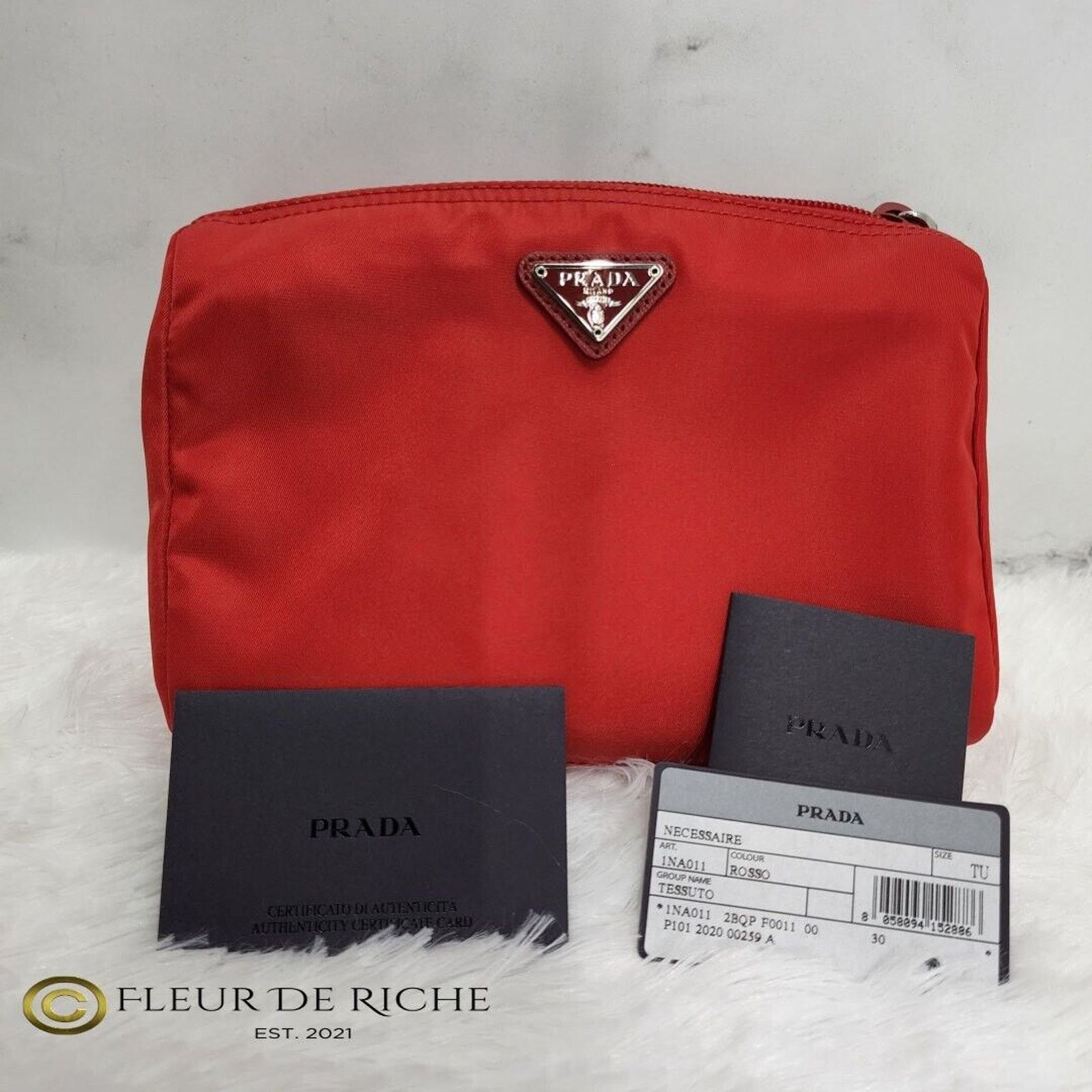 Prada Prada Necessaire Tessuto Small Toiletry Clutch Case Red Size ONE SIZE - 11 Thumbnail