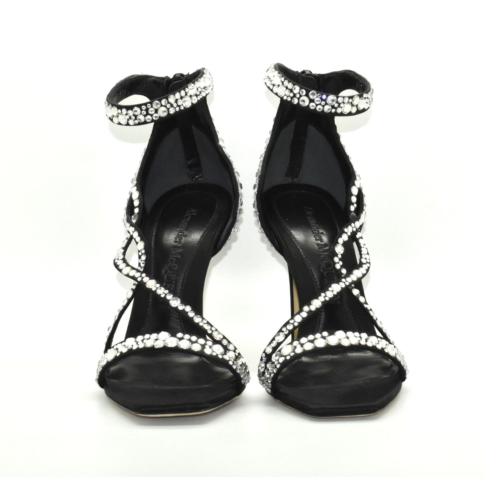 Alexander McQueen ALEXANDER MCQUEEN Crystal Embellished Satin Shoes Heels 37.5 Size US 7 / IT 37 - 4 Thumbnail