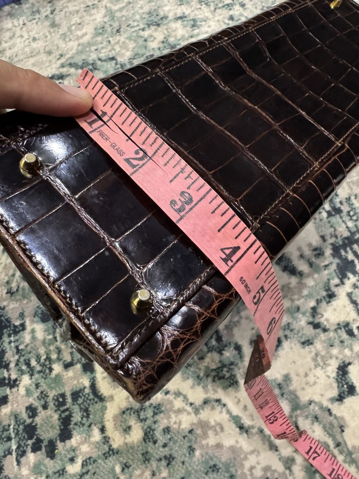 Genuine Leather VINTAGE BIANCHI & NARDI DARK BROWN CROCODILE LEATHER BAG Size ONE SIZE - 12 Thumbnail