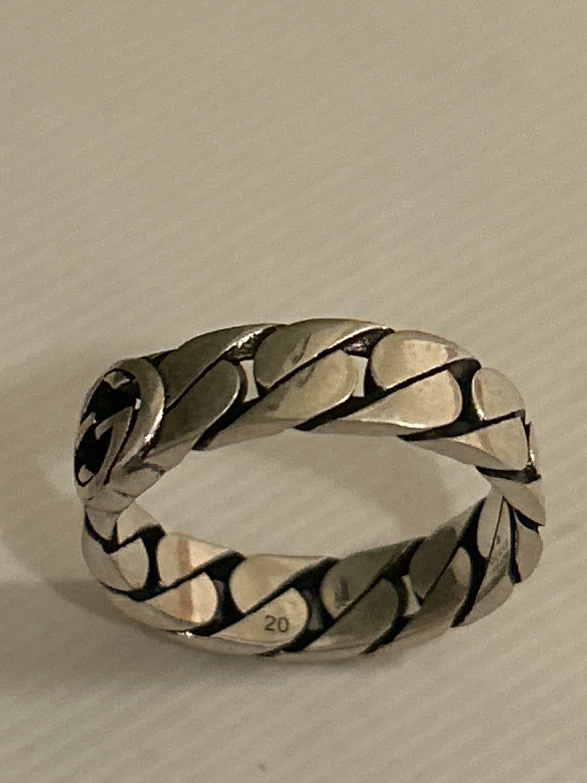 Gucci Gucci Wide Ring w Interlocking G Sterling Silver Chain AG925 Size ONE SIZE - 5 Thumbnail