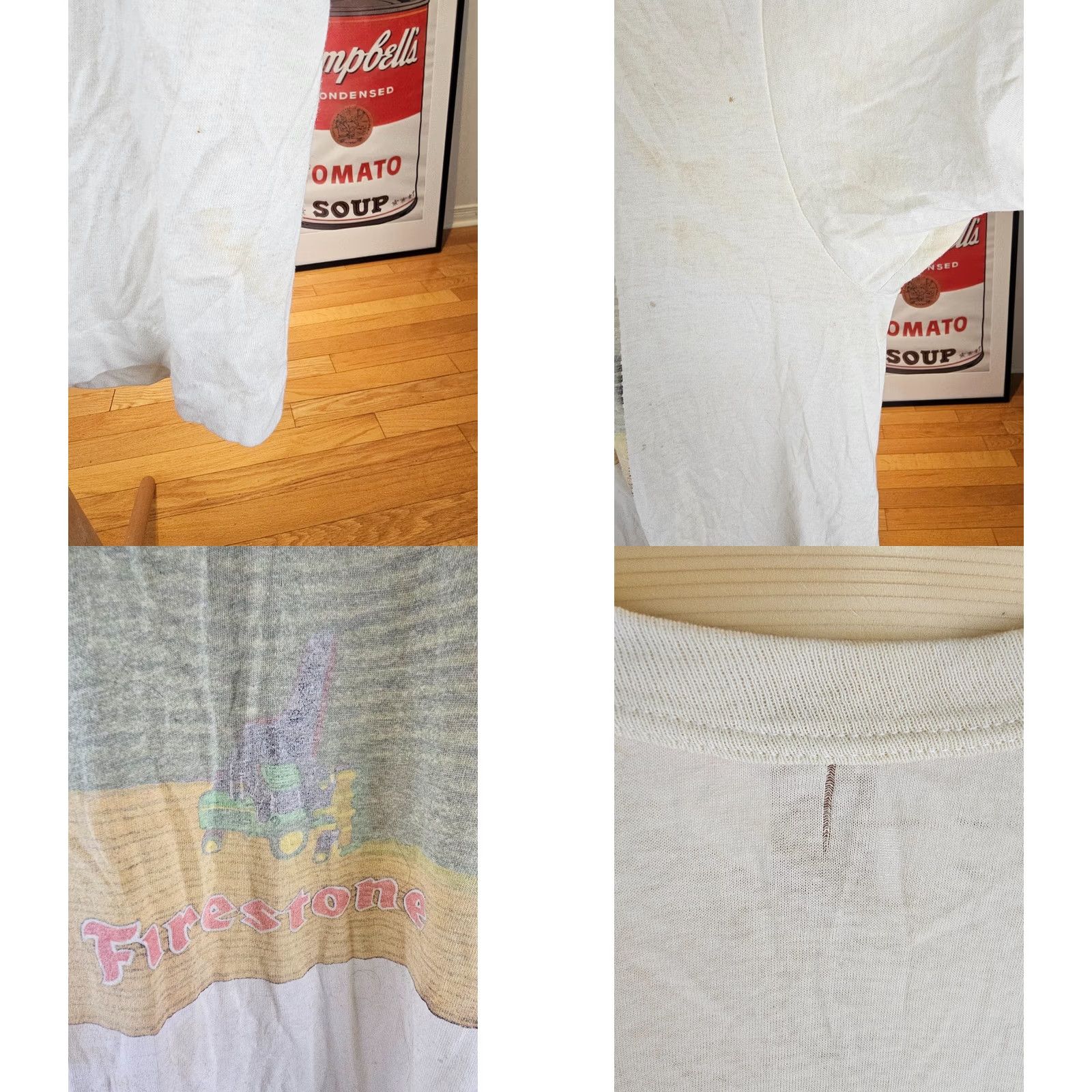 Vintage VINTAGE FIRESTONE T-SHIRT 80's FADED DISTRESSED SINGLE STITCH SZ XL MEN Beige Cotton Short Sleeve Round Neck Cross Chest 23 INCH 27 INCH Size US XL / EU 56 / 4 - 8 Thumbnail