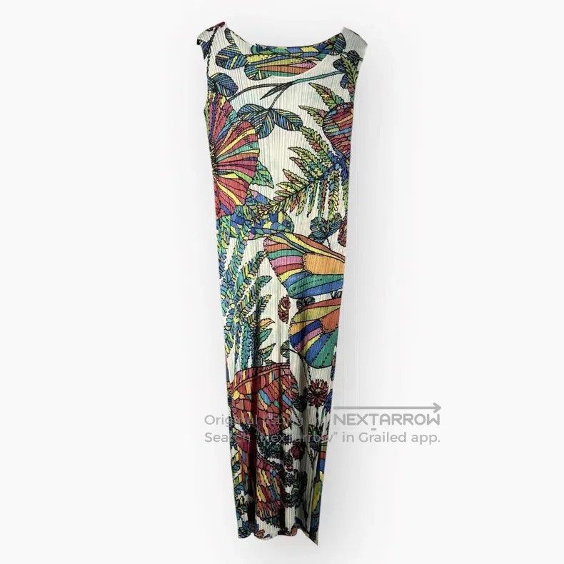 Issey Miyake Issey Miyake Hawaiian Tropical Plant Ruched Crew Neck Dres Size M / US 6-8 / IT 42-44 - 1 Thumbnail