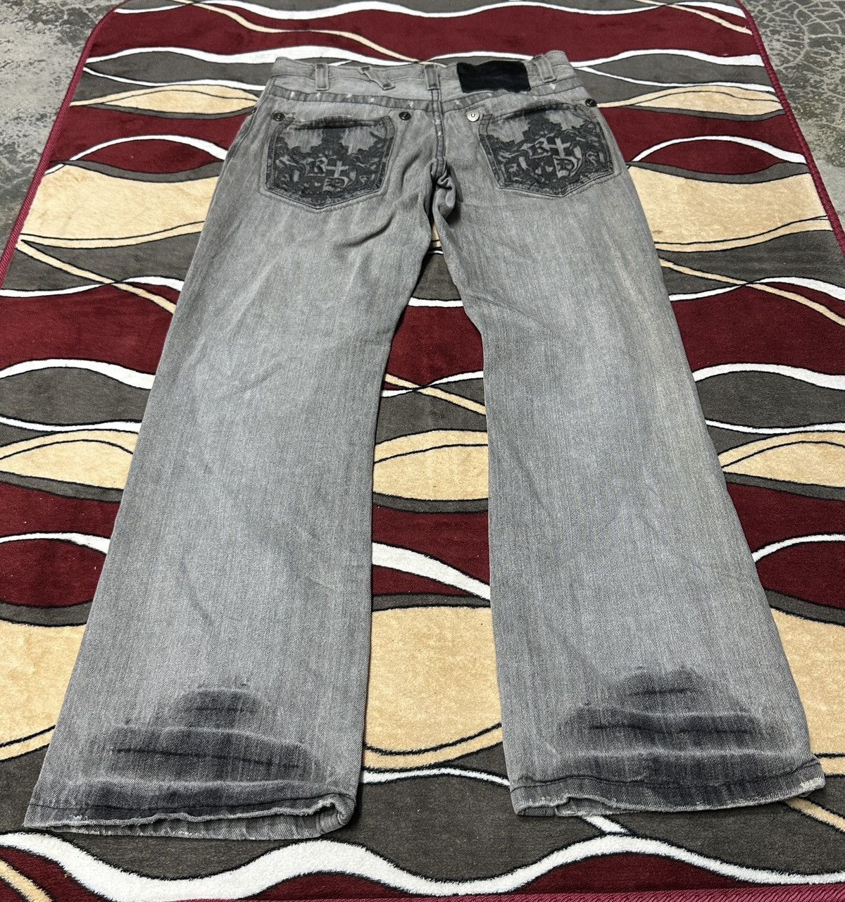 Affliction × Japanese Brand Distrssed Faded🔥Vtg Y2K Keanan Duffty Denim Affliction Style Size US 31 - 20 Thumbnail