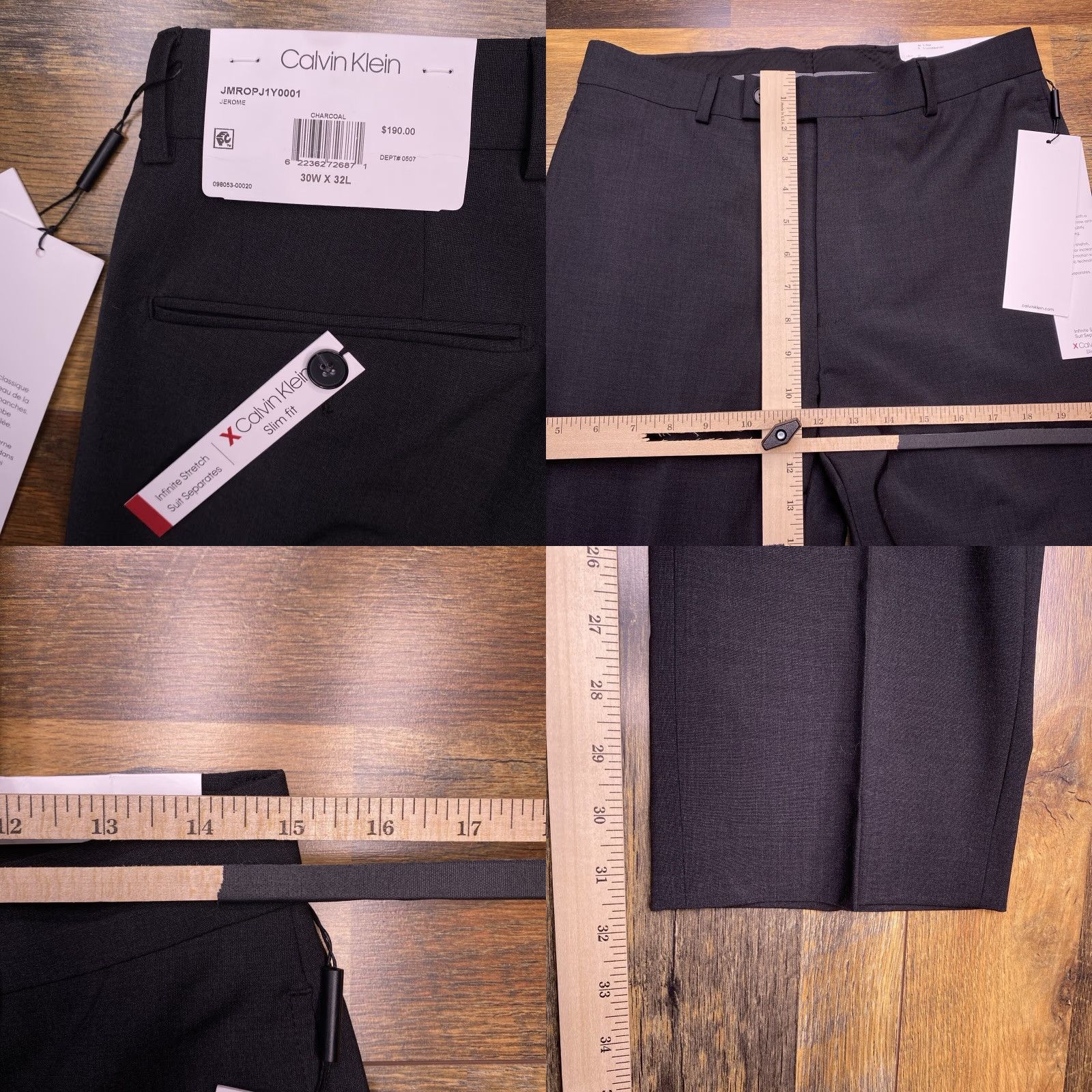 Calvin Klein Calvin Klein Slim Pants Mens 30x32 Blue Dress Slim Fit Tapered Professional Classic Wool Blend New Size US 30 / EU 46 - 8 Thumbnail
