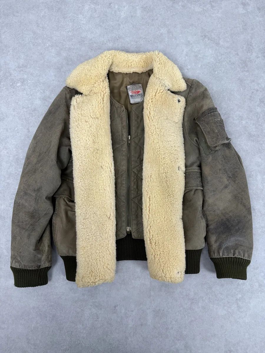 Marithe + Francois Girbaud 1980s Marithé + François Girbaud Grey Leather Shearling Bomber Jacket Size XS / US 0-2 / IT 36-38 - 2 Thumbnail