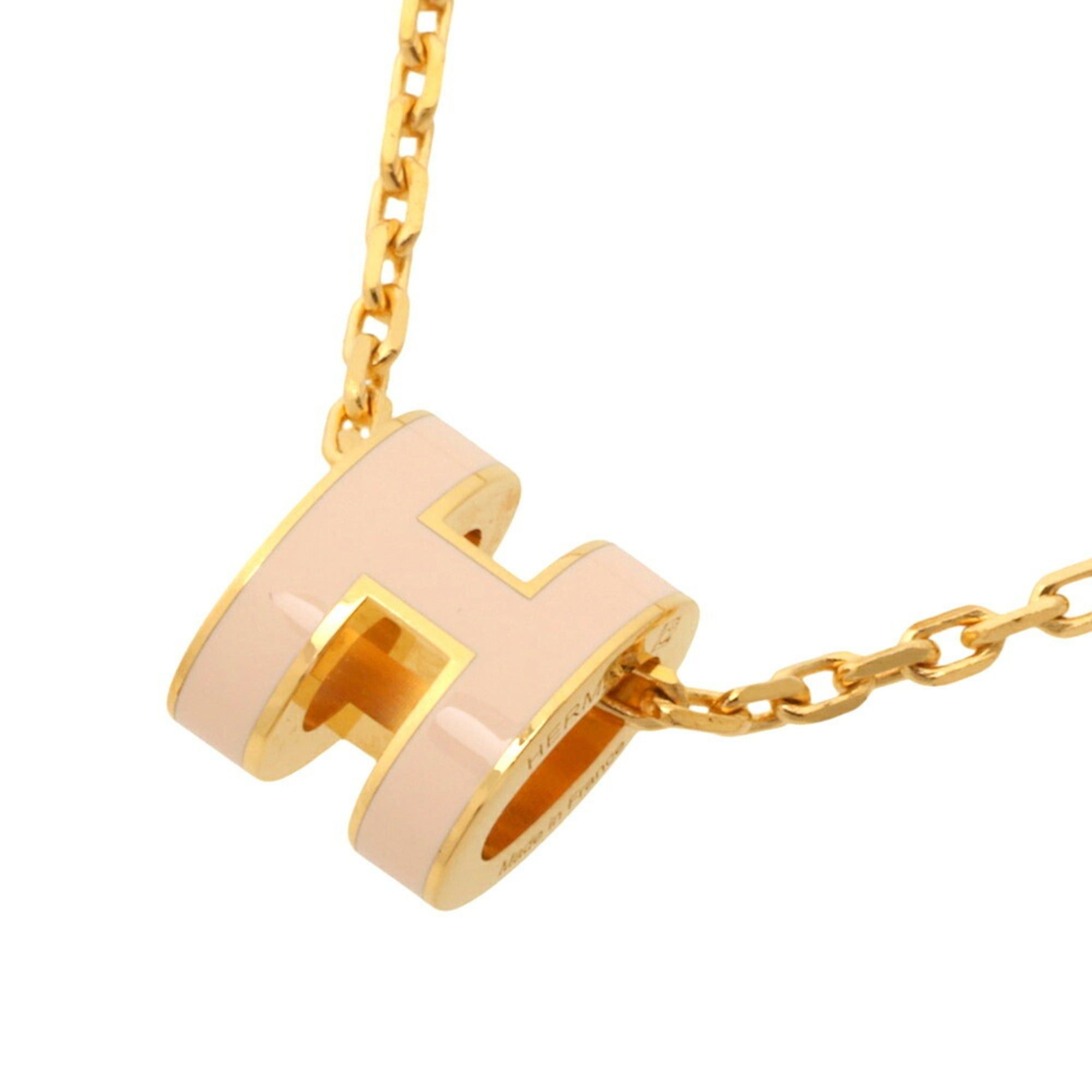 Hermes Hermes Mini Pop H Necklace GP Rose Dragee Pink Size ONE SIZE - 1 Thumbnail