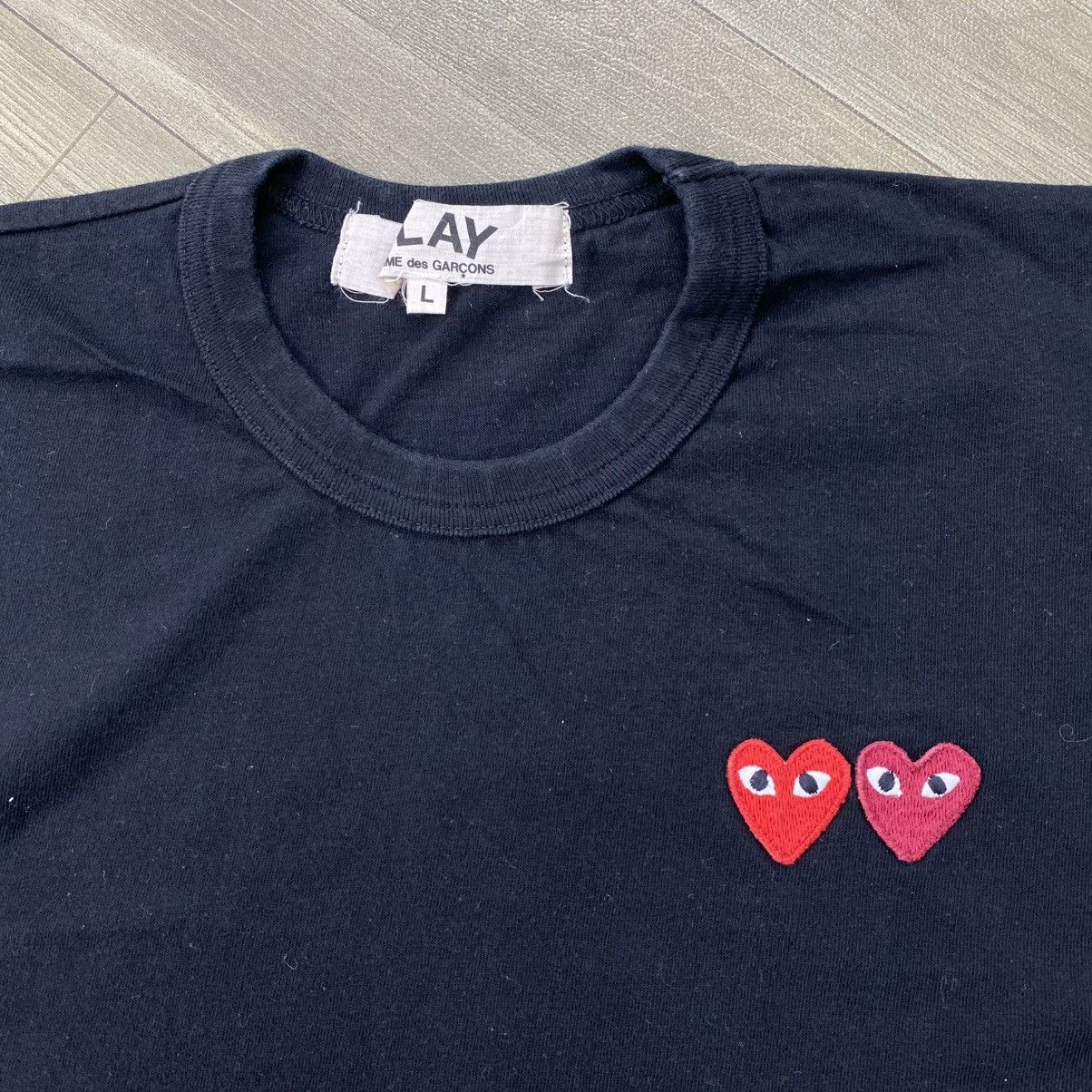 Comme des Garcons PLAY AD2018 Comme Des Garcons Play Double Small Heart CDG Tee Size US M / EU 48-50 / 2 - 3 Thumbnail