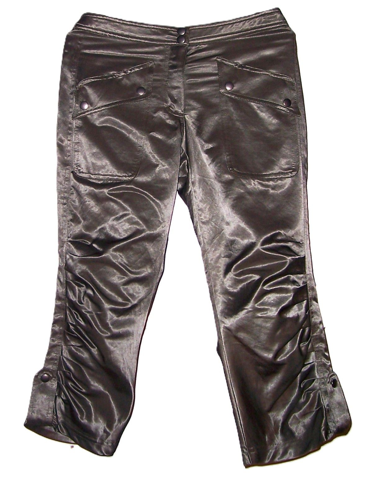 Bebe Bebe Khaki Green Shiny Capri Pants 4 Size 26" / US 2 / IT 38 - 7 Thumbnail