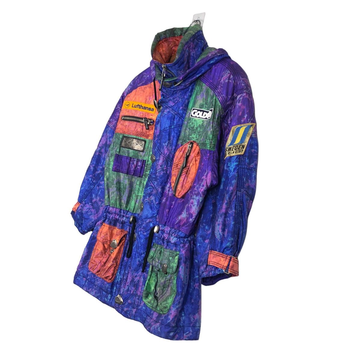 Japanese Brand Vintage Ski Jacket Goldwin Multi Colour Cargo Pocket Winter Size US S / EU 44-46 / 1 - 2 Thumbnail