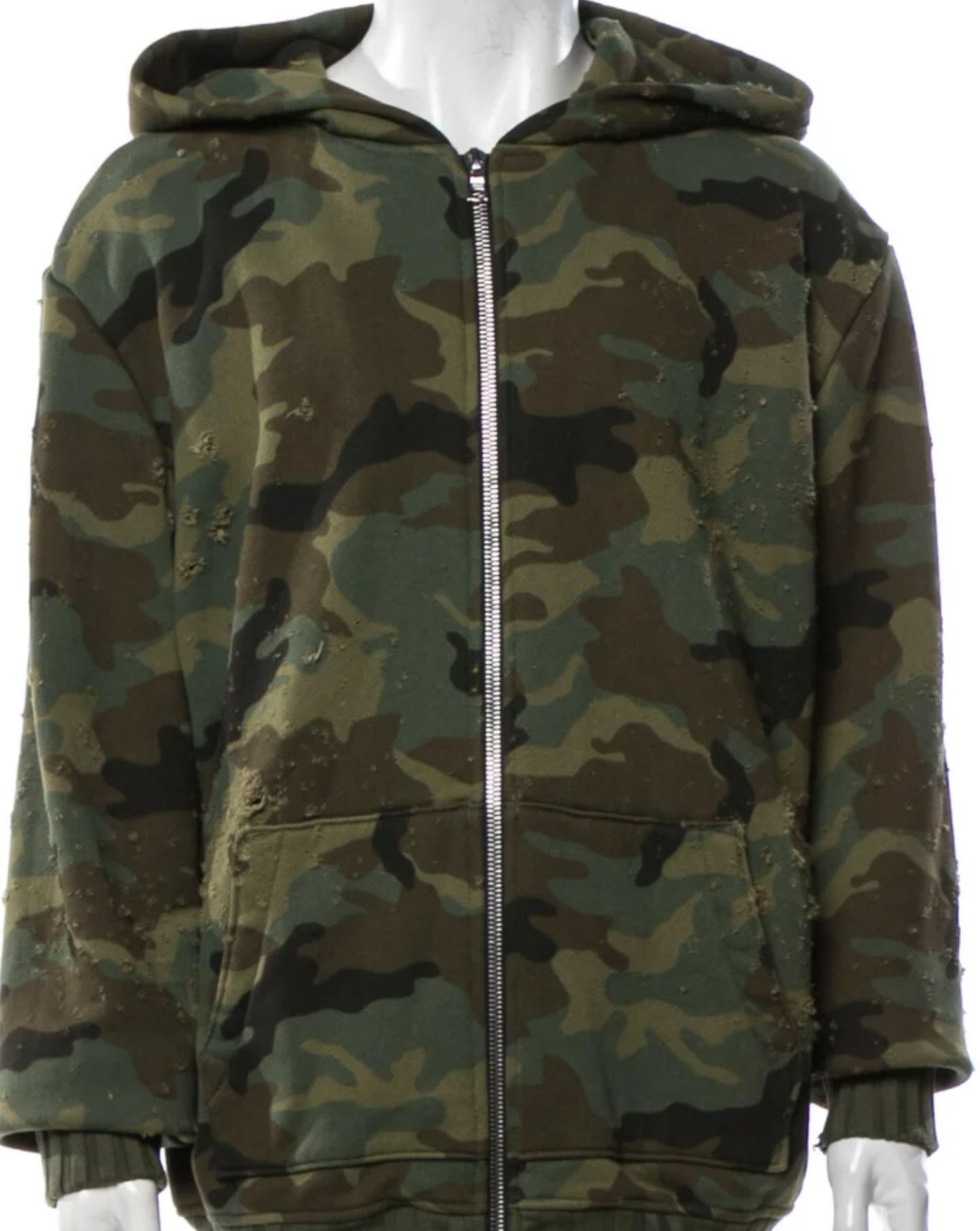AMIRI Camo Cashmere Blend Shotgun Hoodie, XXL