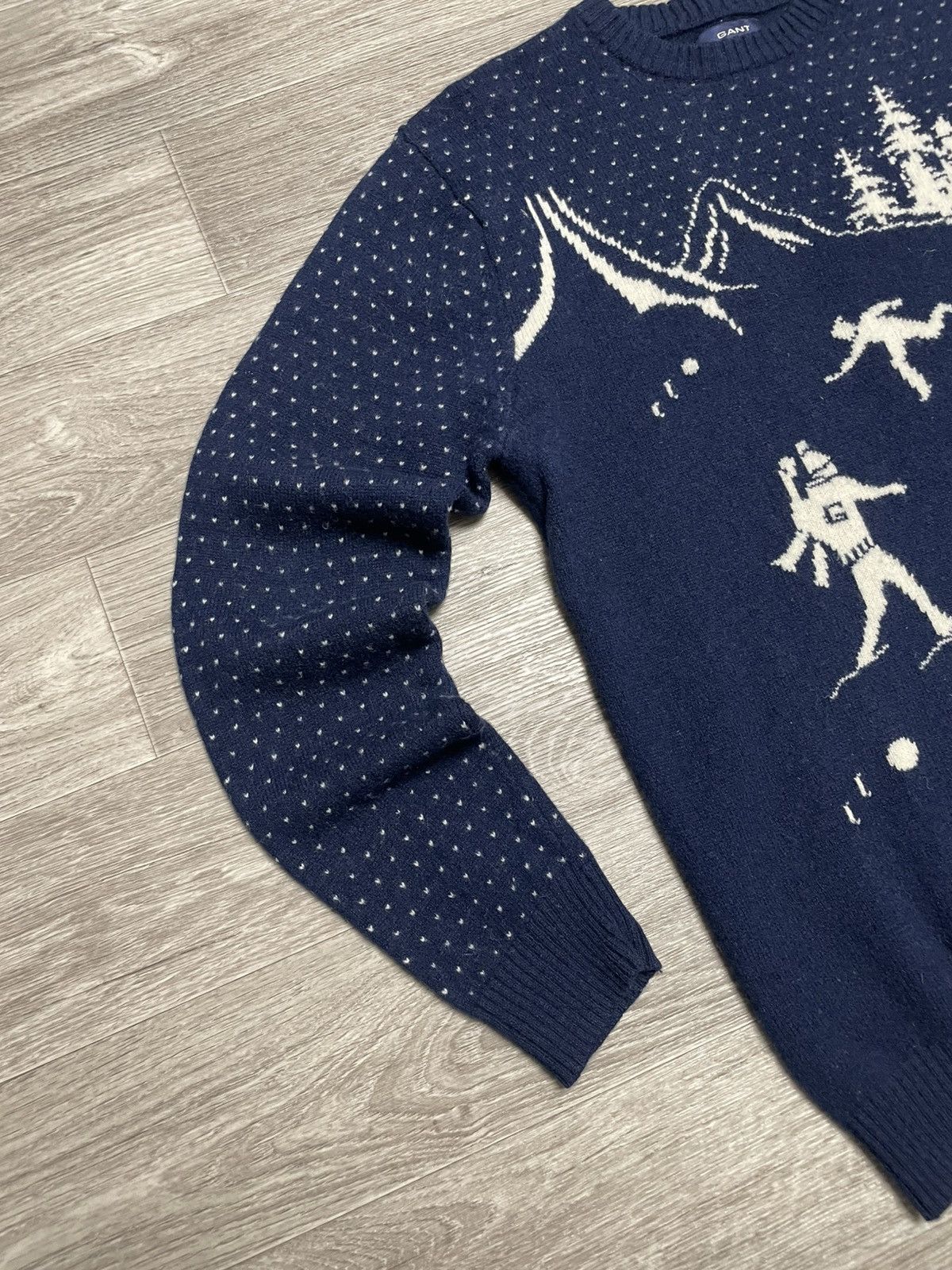Gant GANT Wool Sweater Snow Scene Vintage Winter Knit Navy Size US XL / EU 56 / 4 - 4 Thumbnail