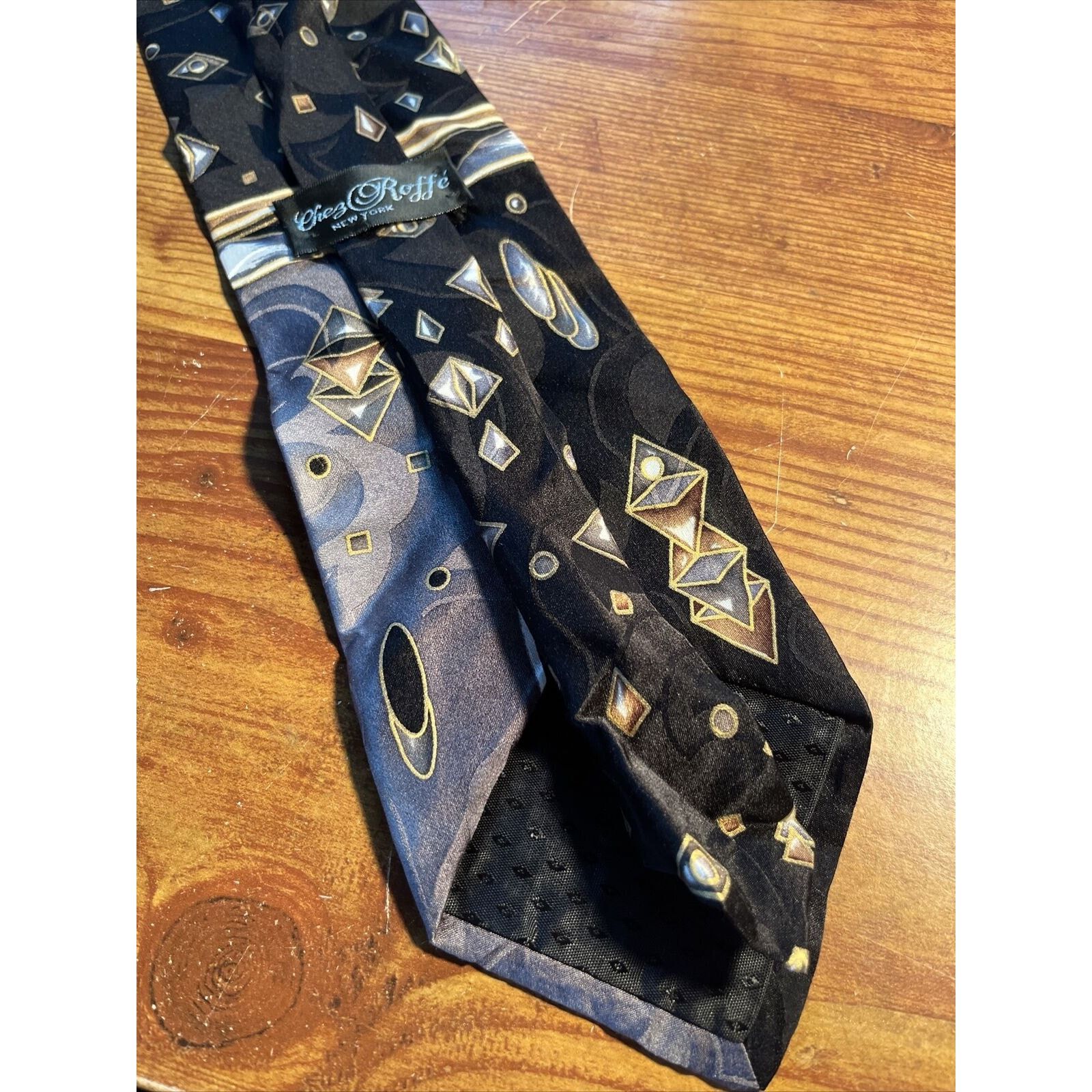 Other Chez Roffé New York Men’s Black Silk Abstract Geometric tie Size ONE SIZE - 3 Thumbnail