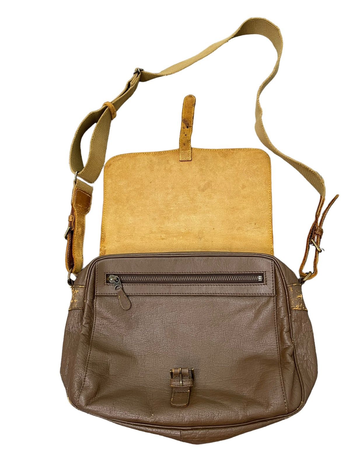 Japanese Brand Leather Hunting Bag Vtg Lfoncel Paris Patina Size ONE SIZE - 10 Thumbnail