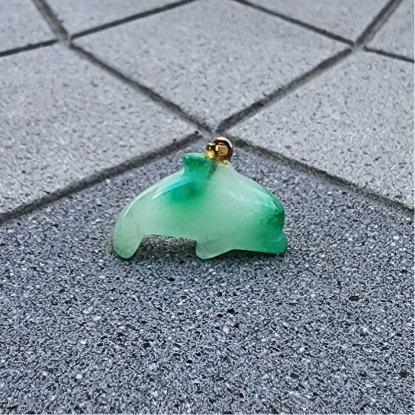 Vintage Vintage Polished Jadeite Etched Dolphin Pendant Charm Size ONE SIZE - 8 Thumbnail