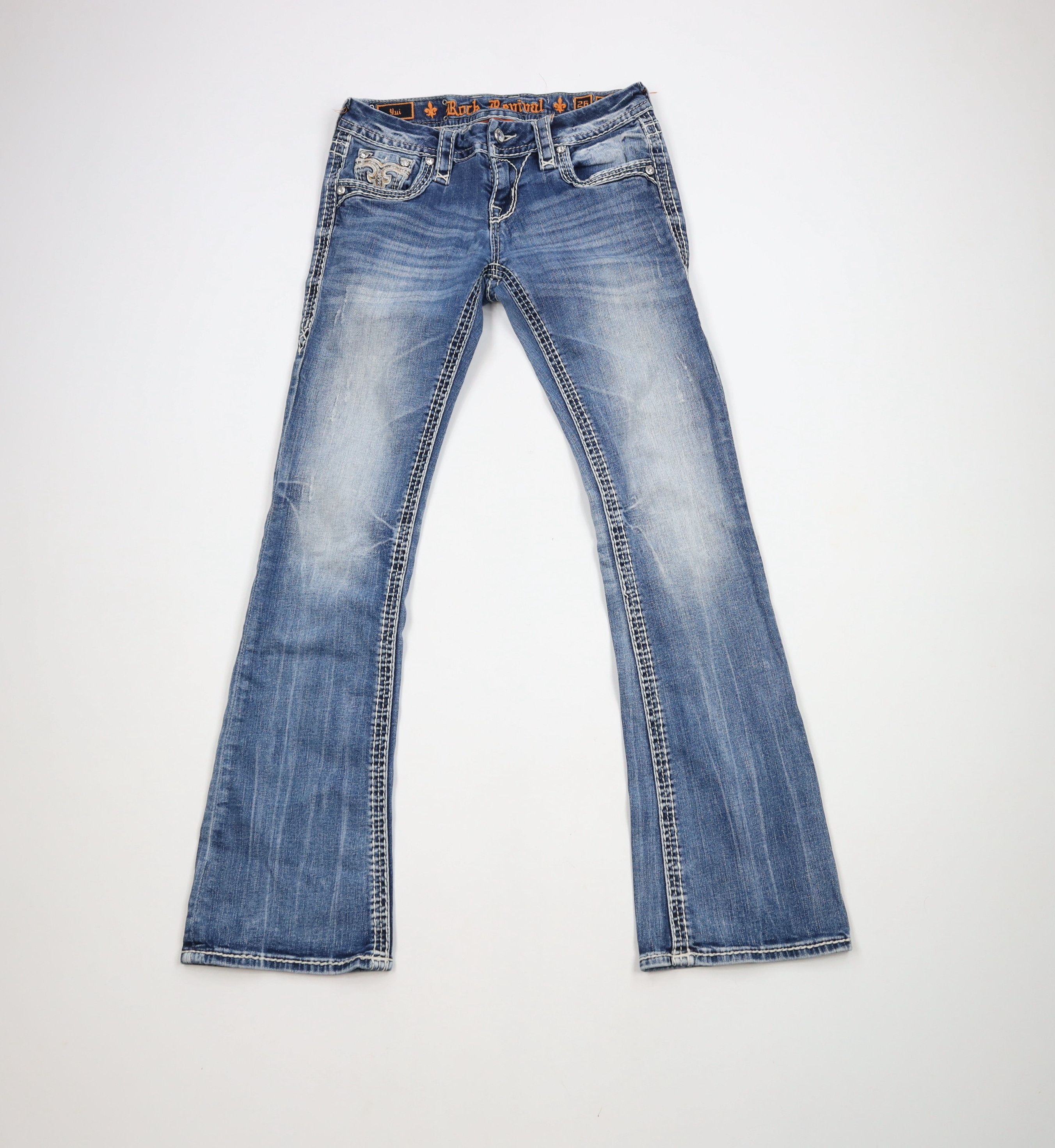 Rock Revival × Vintage Rock Revival Thick Stitch Yui Bootcut Jeweled Denim Jeans Size 26" / US 2 / IT 38 - 1 Thumbnail