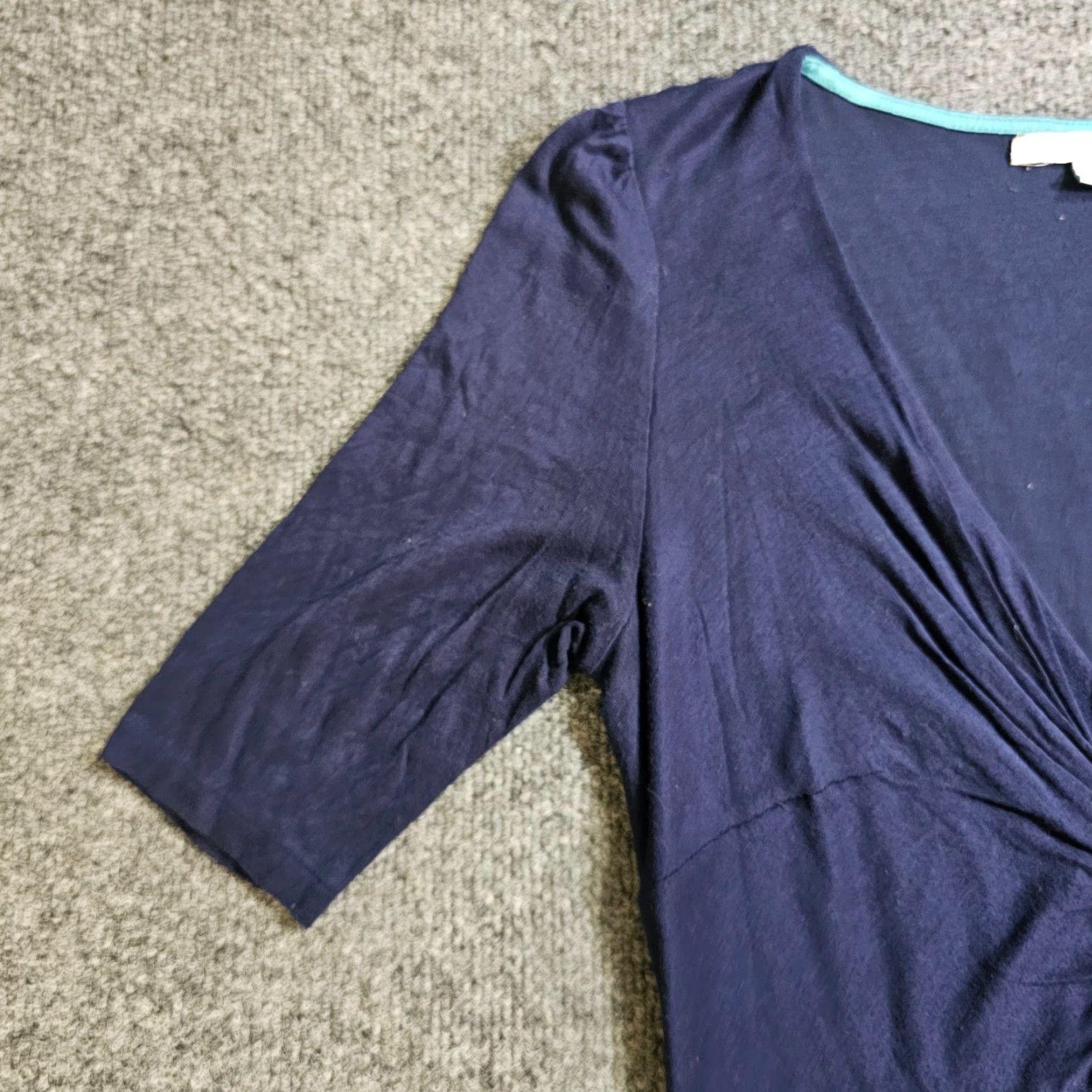 Boden Boden Dress Womens 4 Navy Blue V Neck Short Sleeve A-Line Stretch Casual Retro Fashion Shirt? Size 27" / US 4 / IT 40 - 5 Thumbnail