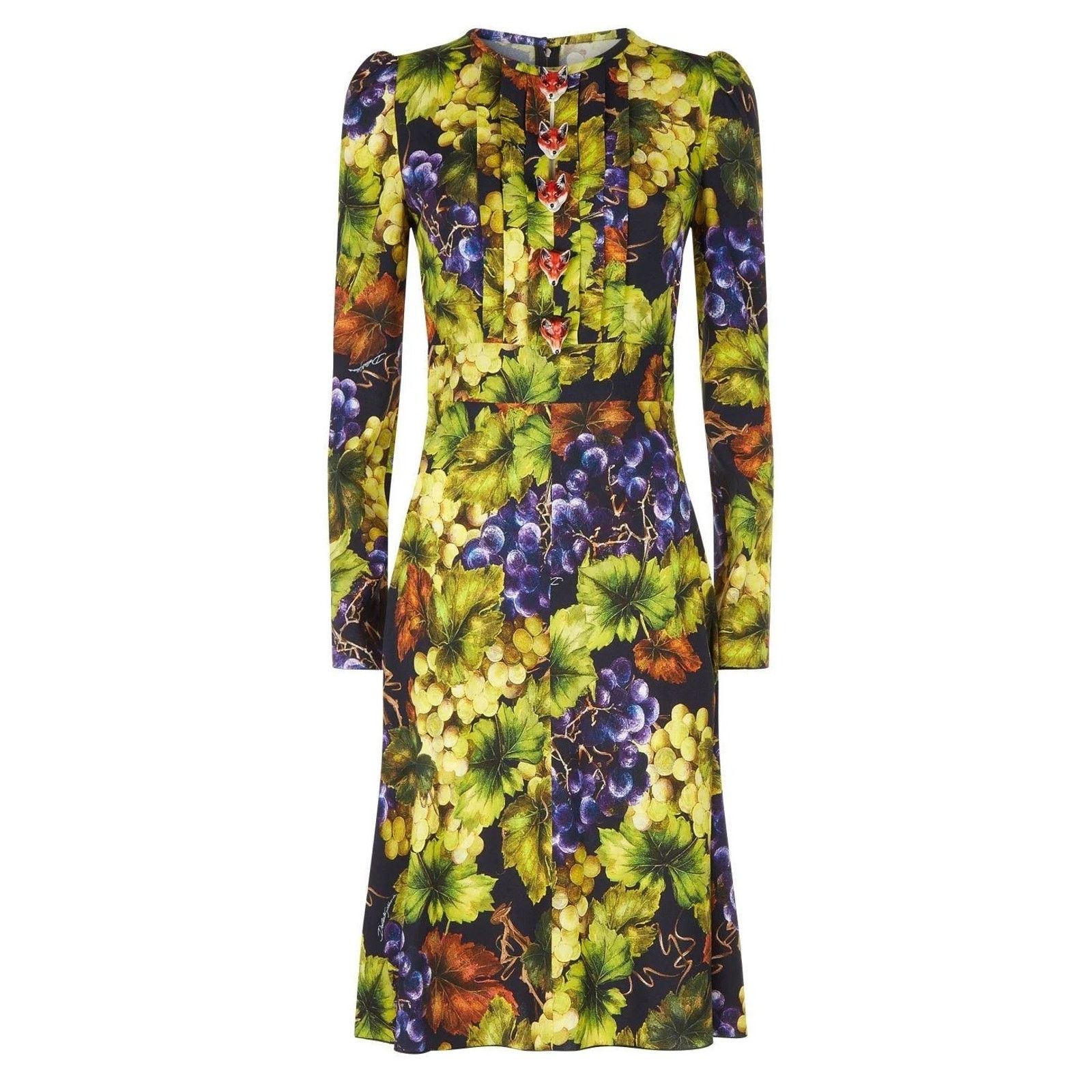 Dolce & Gabbana Dolce & Gabbana Grape Print Embellished Dress Yellow IT 44 Size M / US 6-8 / IT 42-44 - 8 Thumbnail